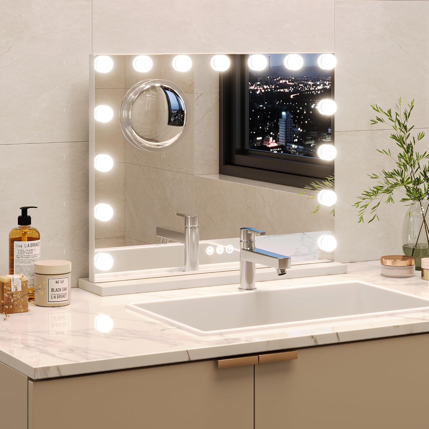 GAOMON 23x18 Vanity Mirror with Lights and 3X Magnification