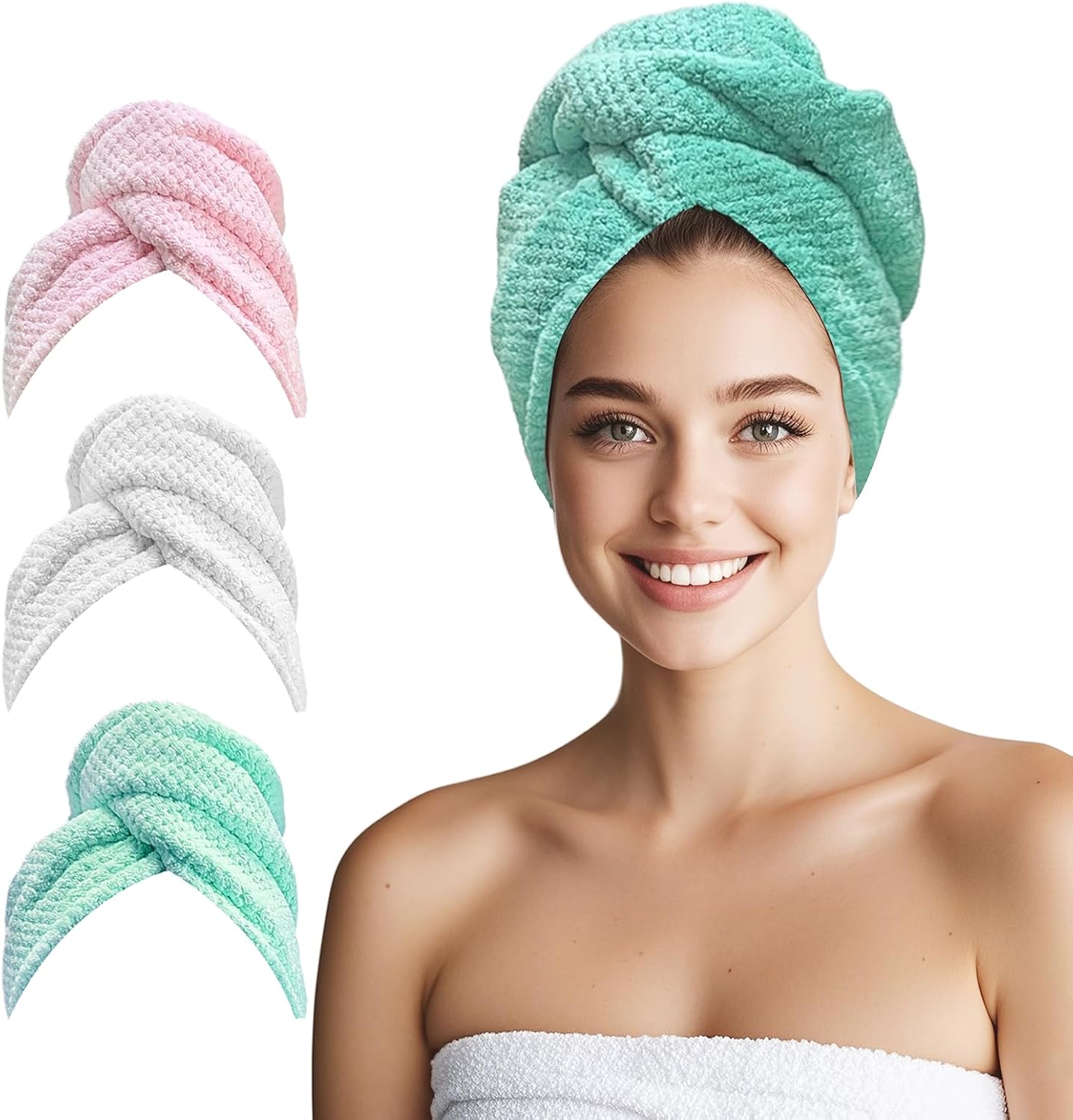 3 Pack Microfiber Hair Towel Wrap for Women
