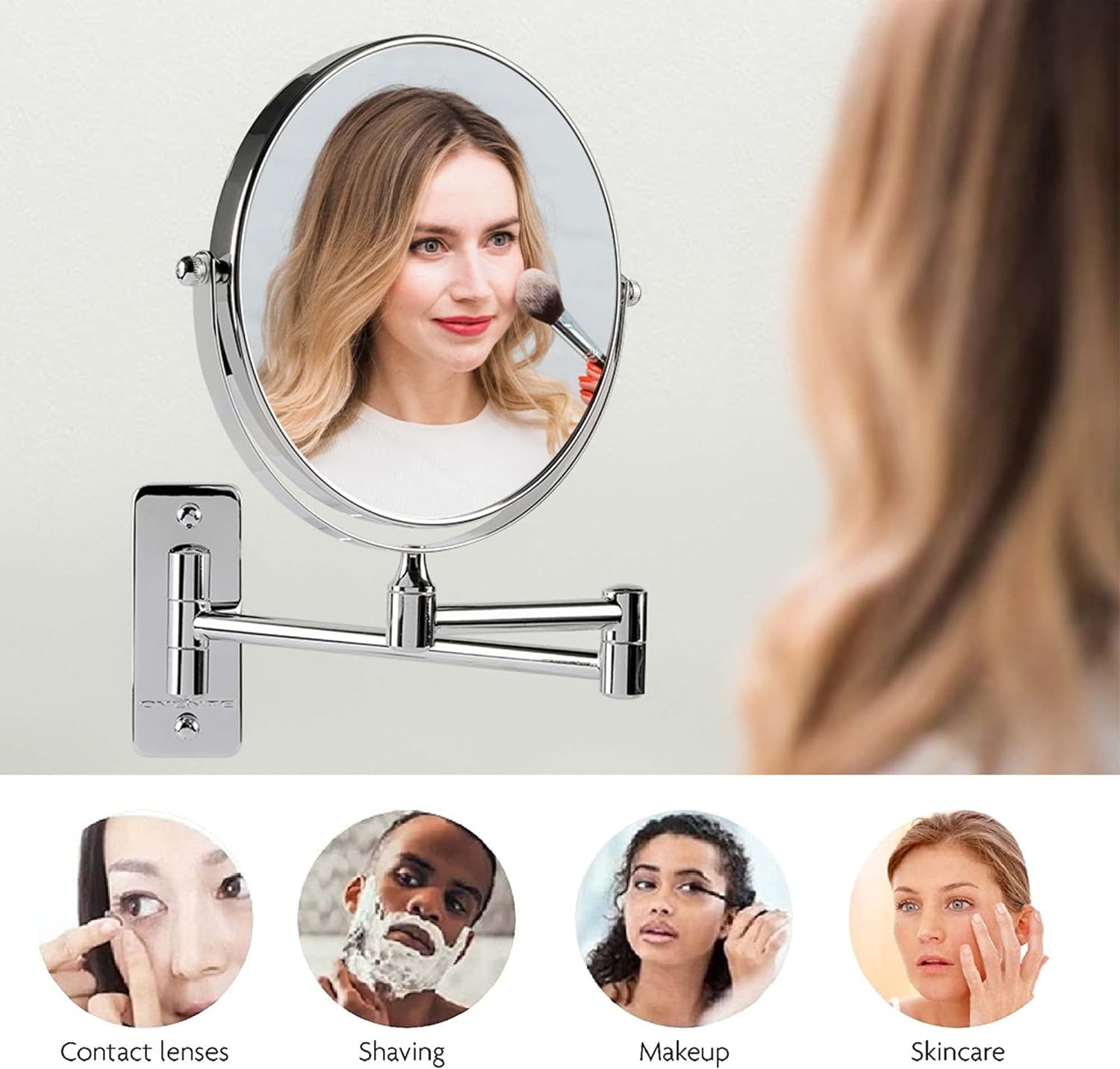 OVENTE 7 Wall Mirror with 1X10X Magnification and 360 Swivel