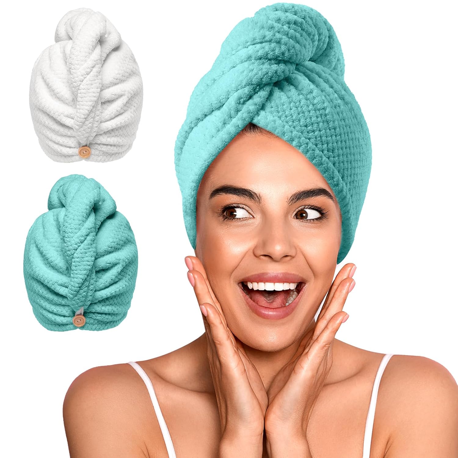 YFONG 2 Pack Microfiber Hair Towel Wrap for Women 1