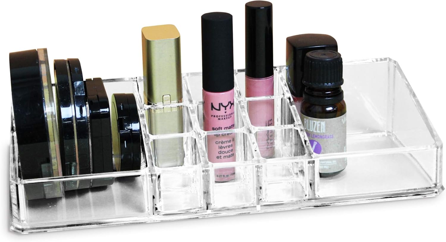 Ikee Design Cosmetic Tray with 2 Large Compartments and 9 Lipstick Holders 1