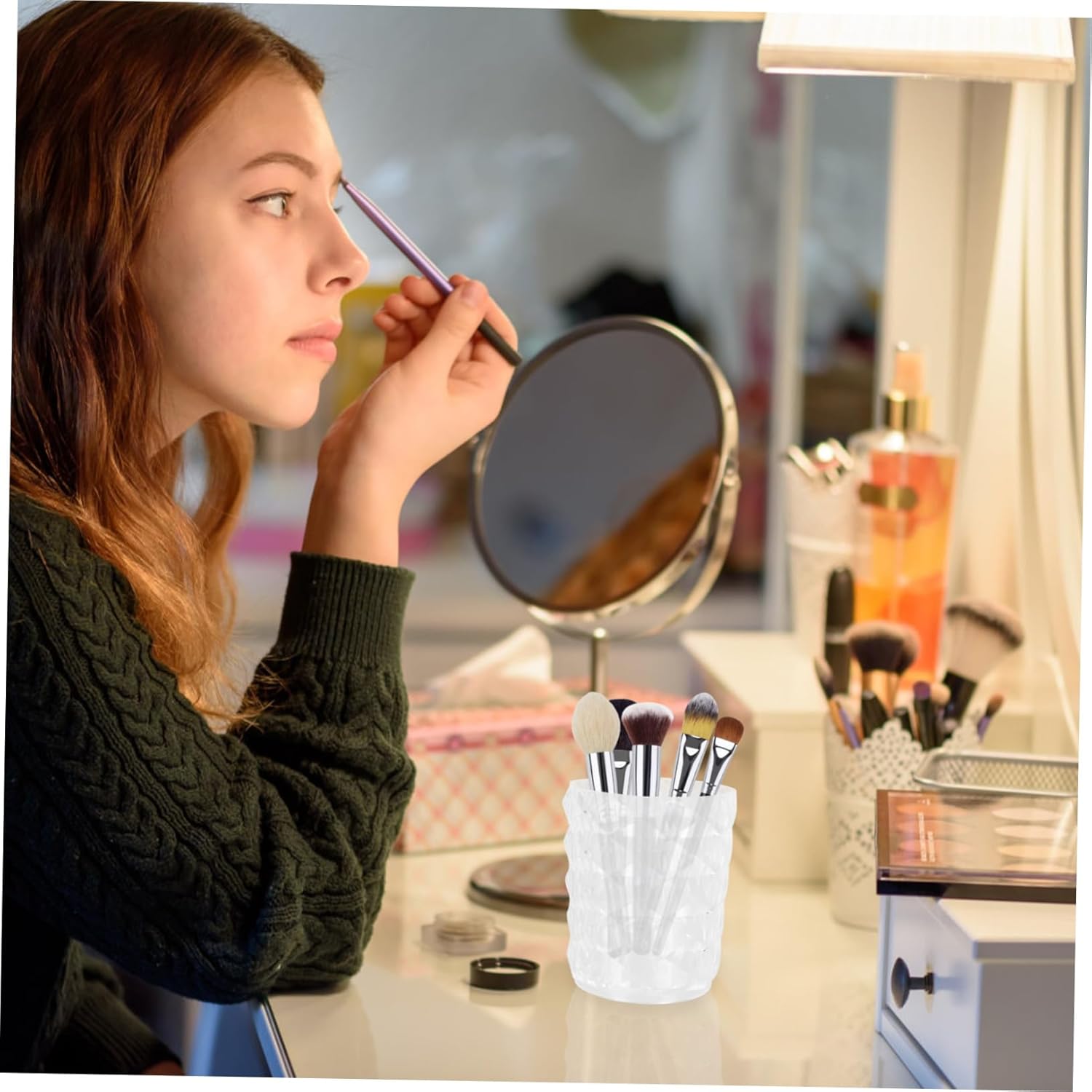 Ipetboom 1pc Clear Makeup Storage Case Organizer