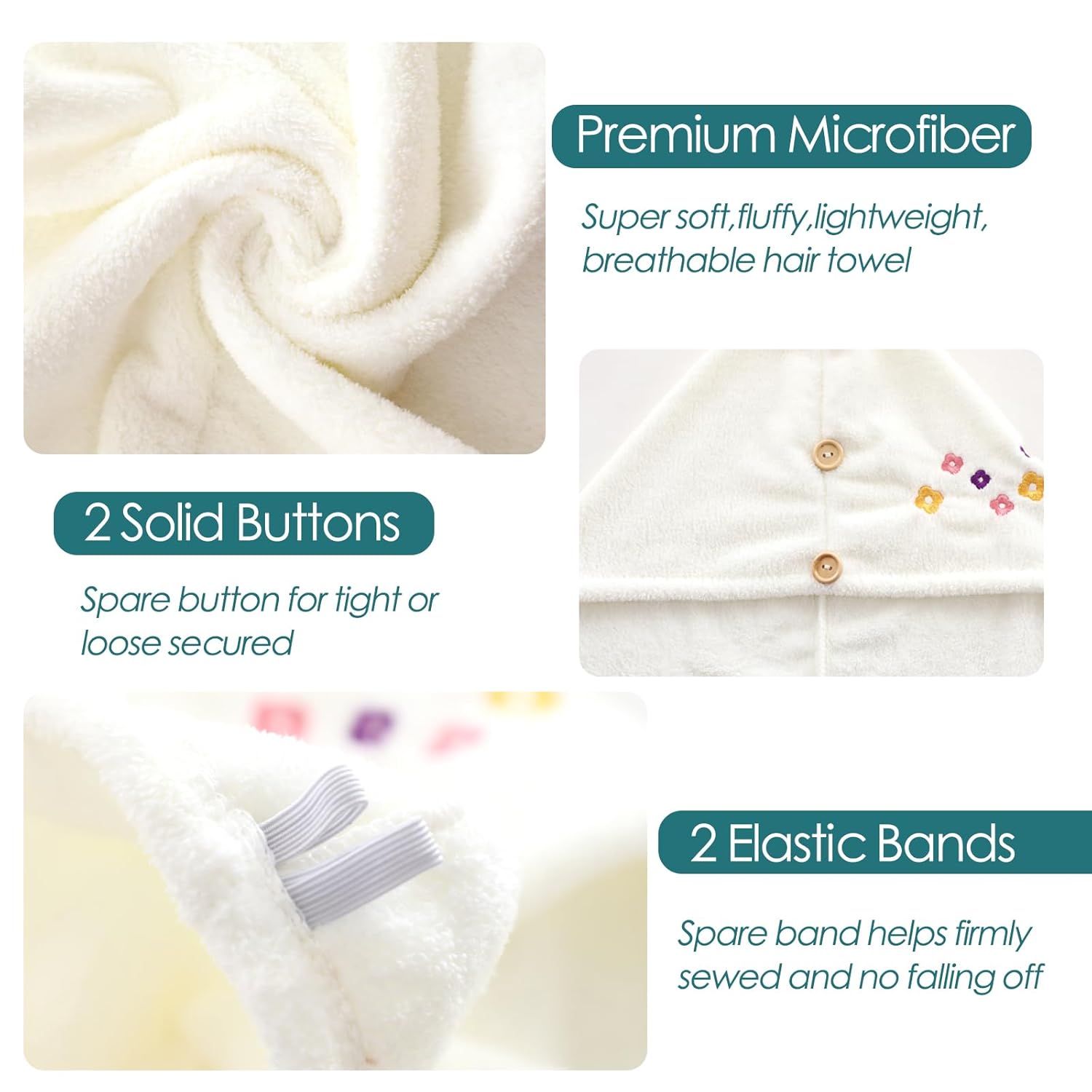 JEFFSUN Microfiber Hair Drying Towel for Curly Thick Hair