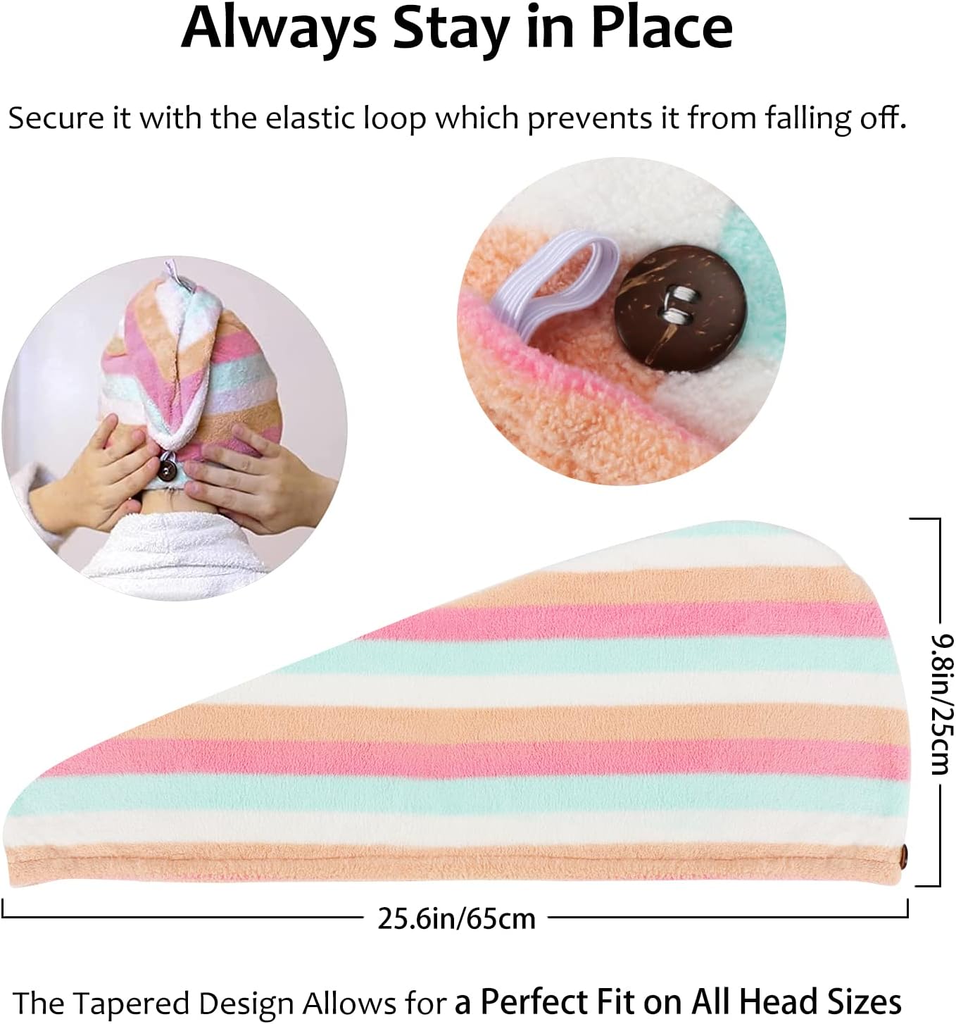 AuroTrends Microfiber Hair Towel 2Pack - Rainbow Set