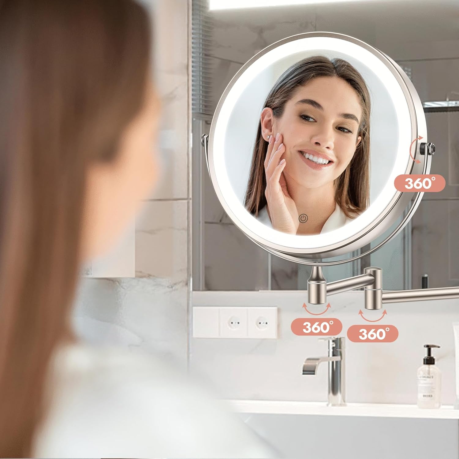 FASCINATE Rechargeable Wall Mirror with Lights and 10X Magnification