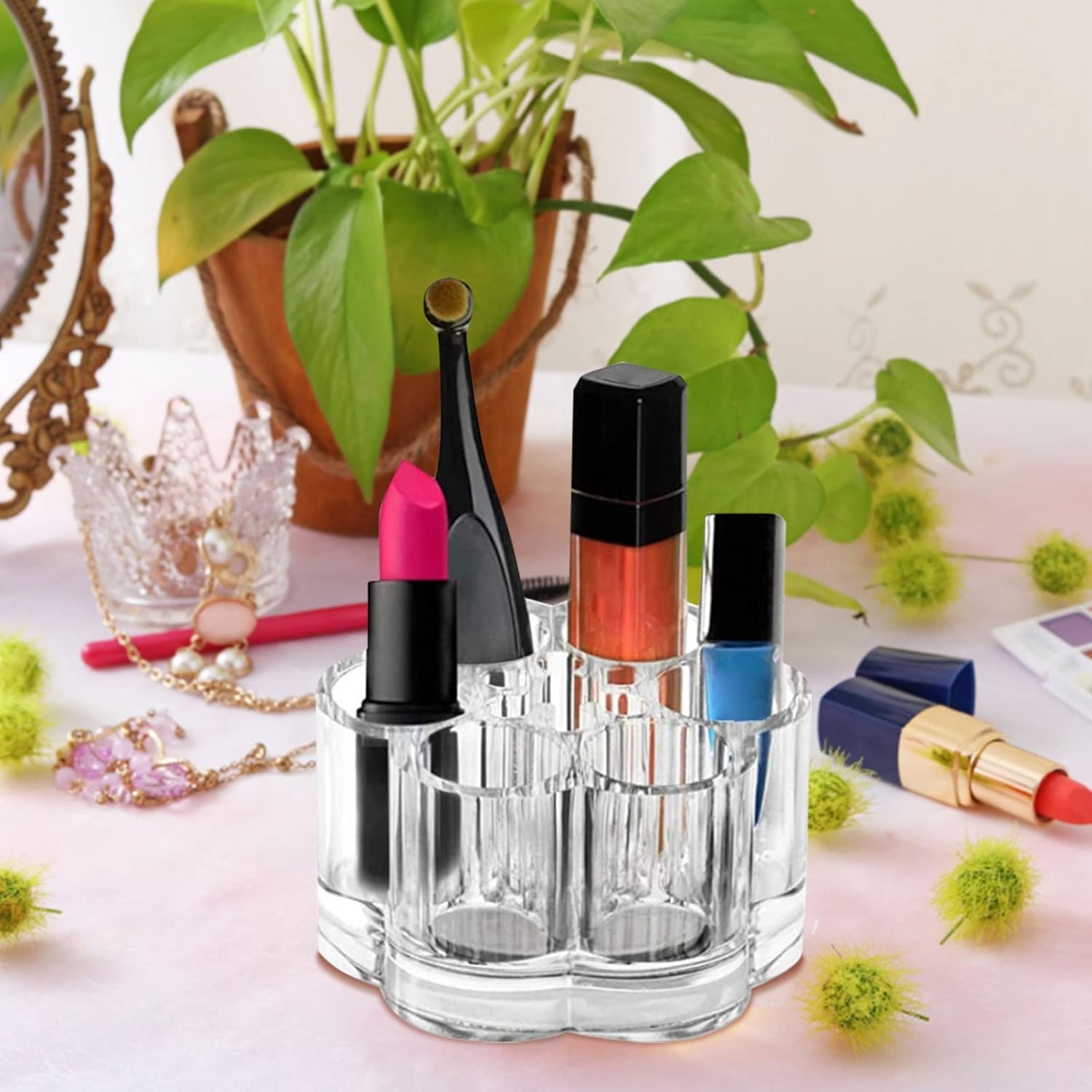 YIWULA Lipstick Holder 6-Hole Cosmetic Organizer