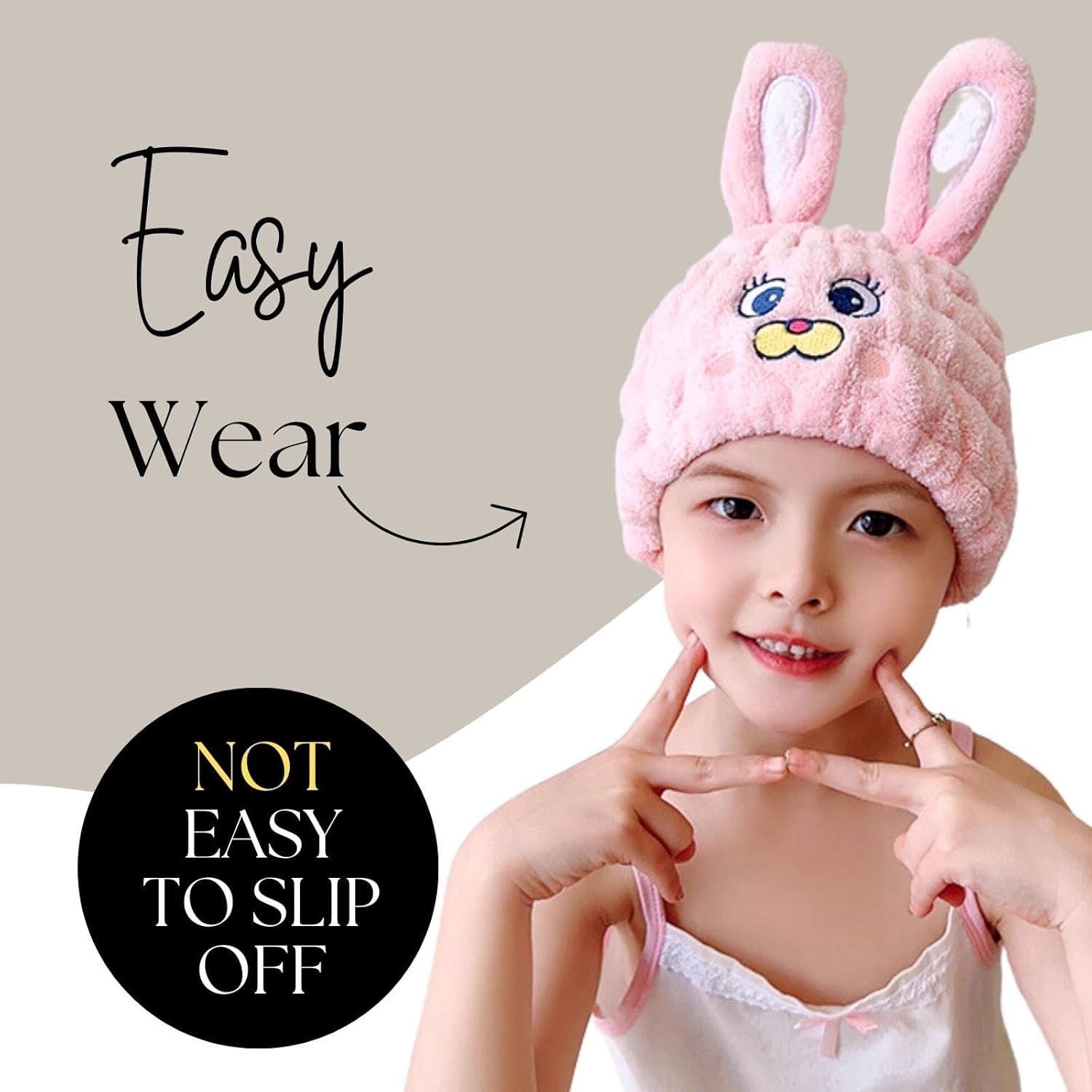 LCBD Microfiber Hair Towel Wrap Pink Rabbit Style