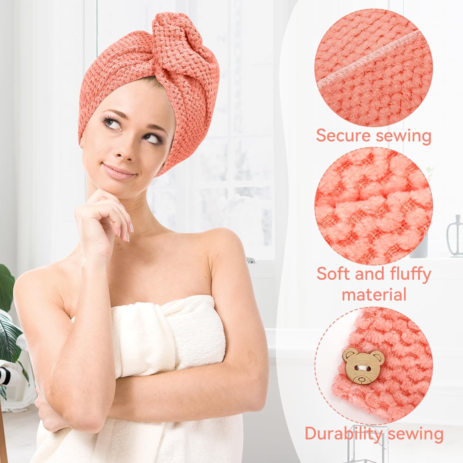 5-Pack Microfiber Hair Towel Wrap for Women 1