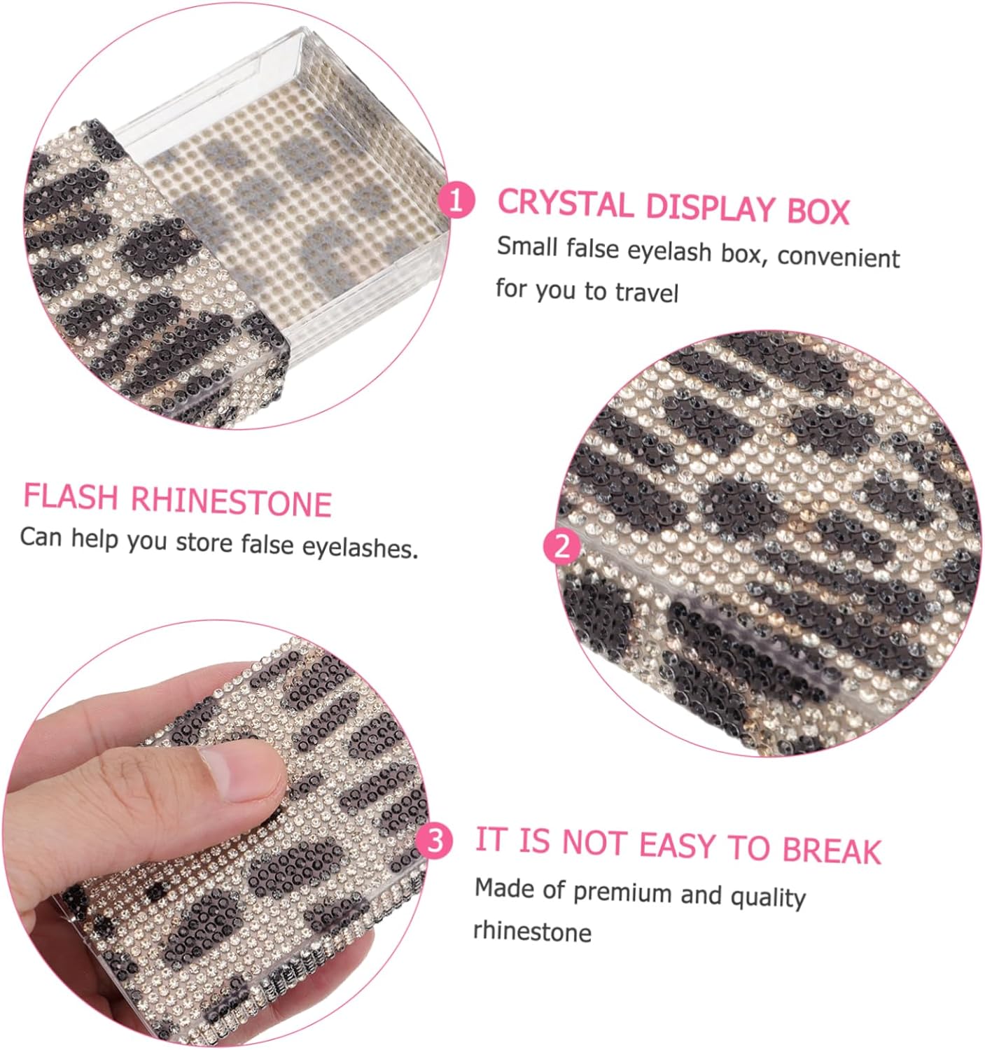 Glitter Eyelash Holder Leopard Design Cosmetic Case