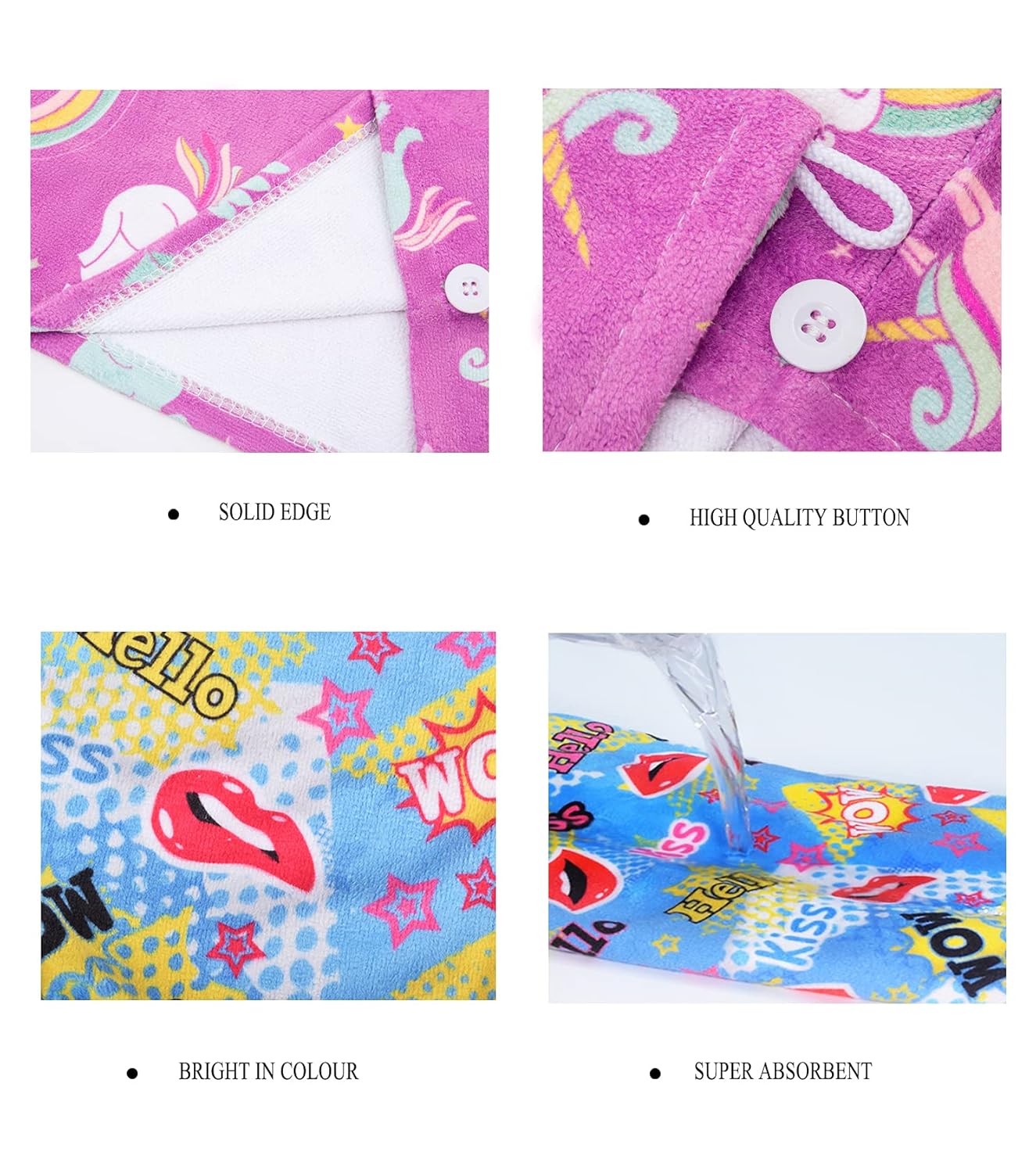 ELLEWIN Microfiber Hair Drying Towel 3 Pack for Kids Women