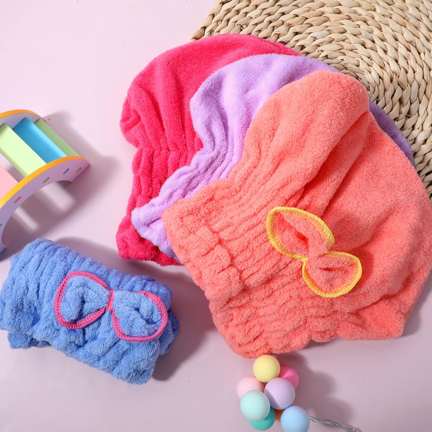 Giantree 4 Pcs Microfiber Hair Towels Ultra Absorbent and Quick-Drying