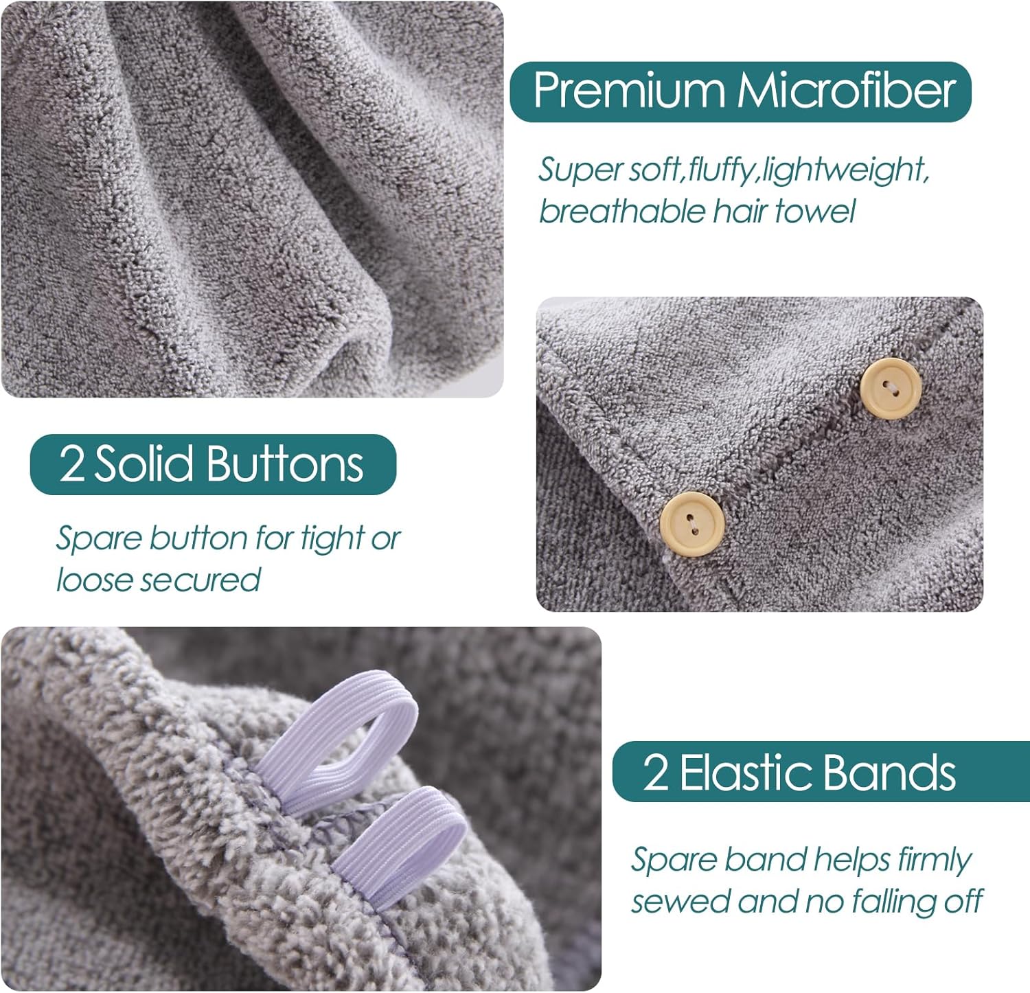 JEFFSUN 6 Pack Face Washcloths 2 Pack Hair Drying Towels