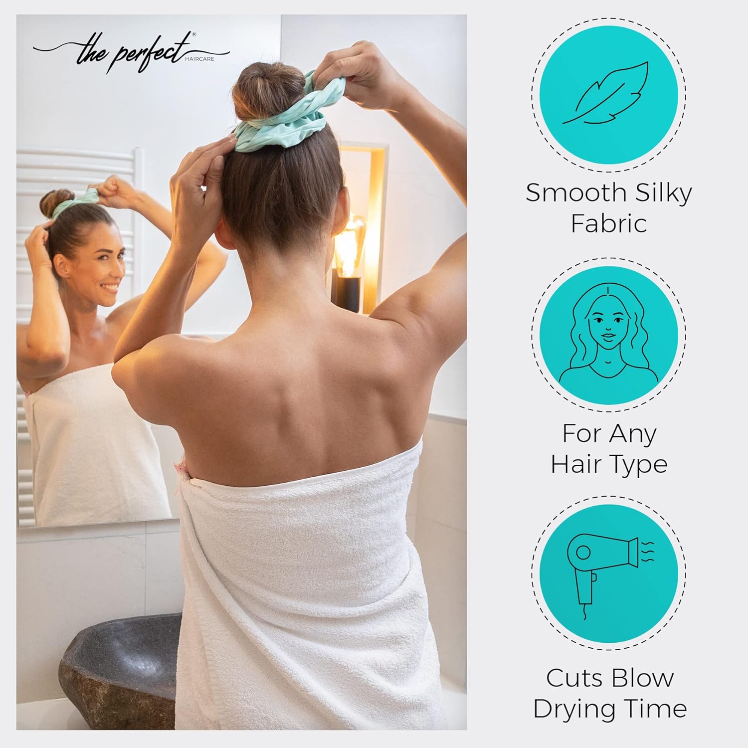 Microfiber Hair Towel Wrap with 2 Drying Ties - Anti-Frizz Gentle