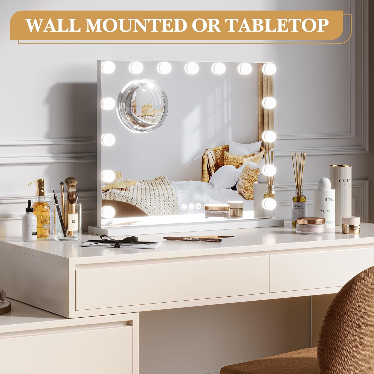 GAOMON 23x18 Vanity Mirror with Lights and 3X Magnification