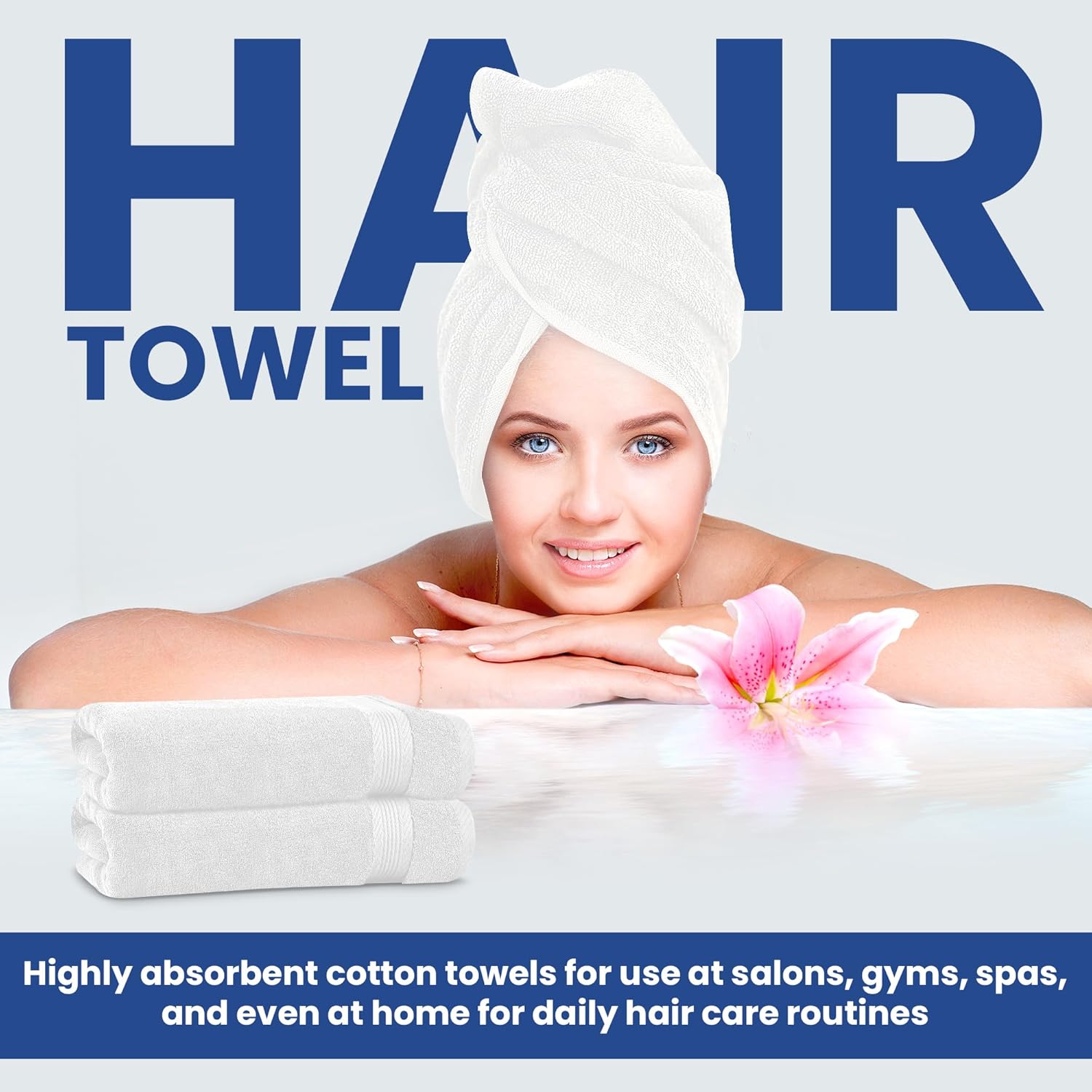 Linteum Luxury Hair Towels 100 Cotton 20x40 Inches Pack of 6