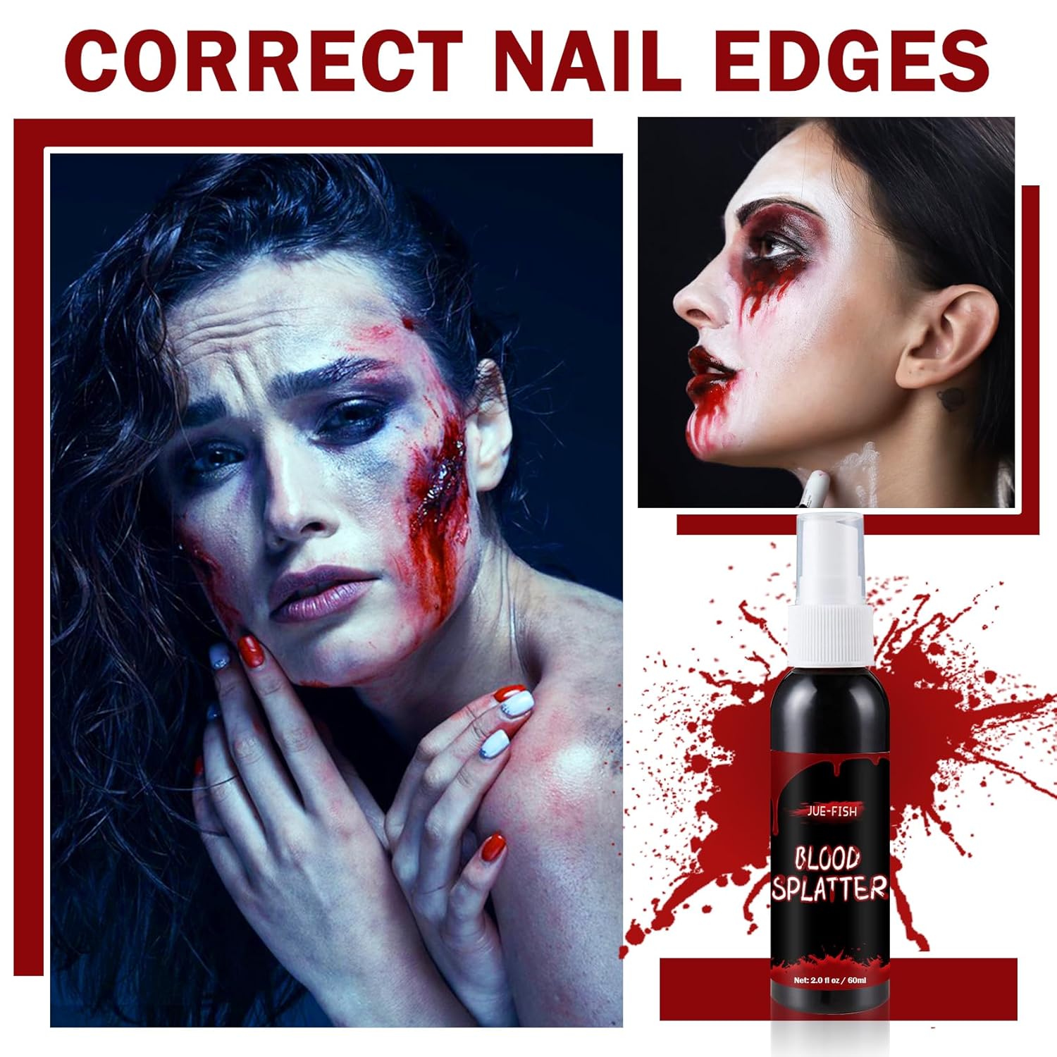 QIUFSSE Fake Blood Makeup Spray for Halloween SFX Cosplay