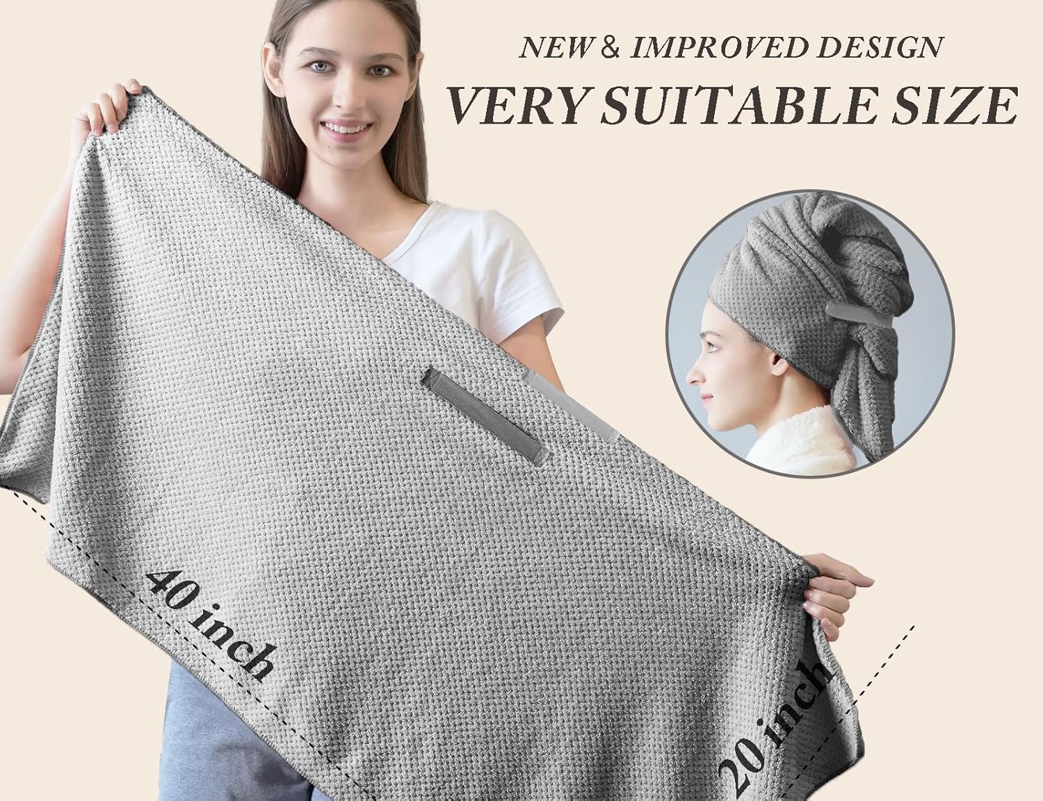 Wuwahold Microfiber Hair Towels Set 2 Pack