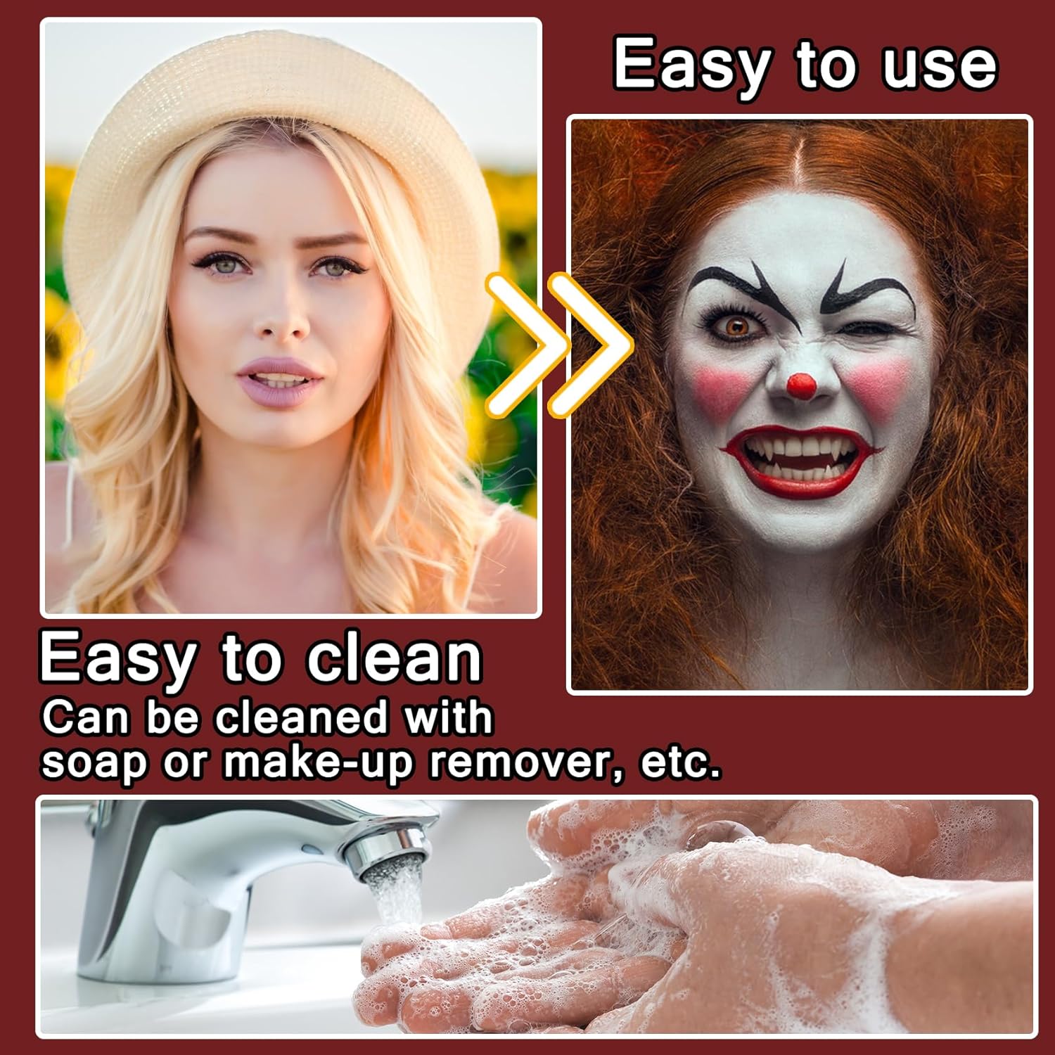 LingHaoLH 3-Color Halloween Face Paint Kit