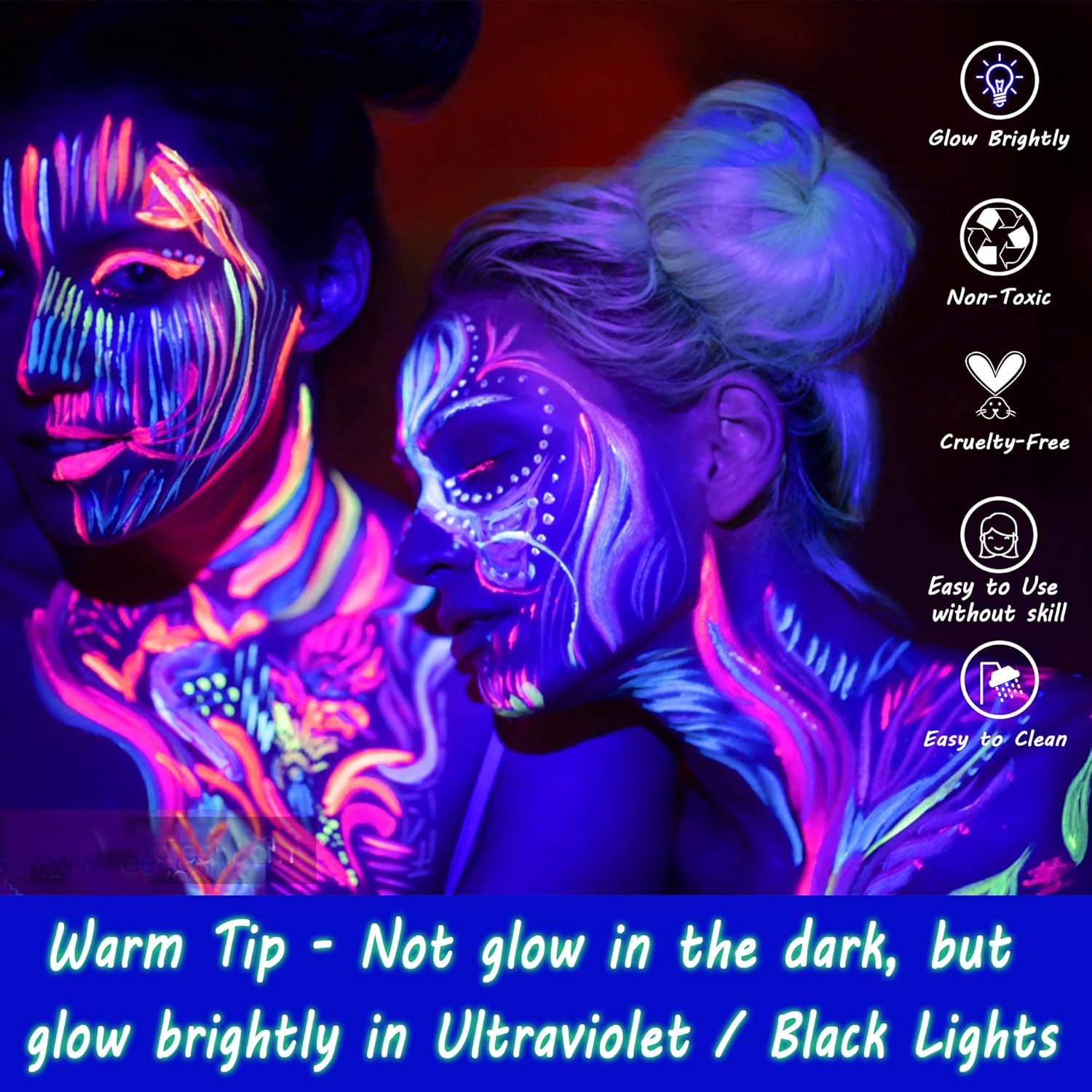 CCBeauty Neon UV Blue Face Body Paint Stick for Halloween Cosplay