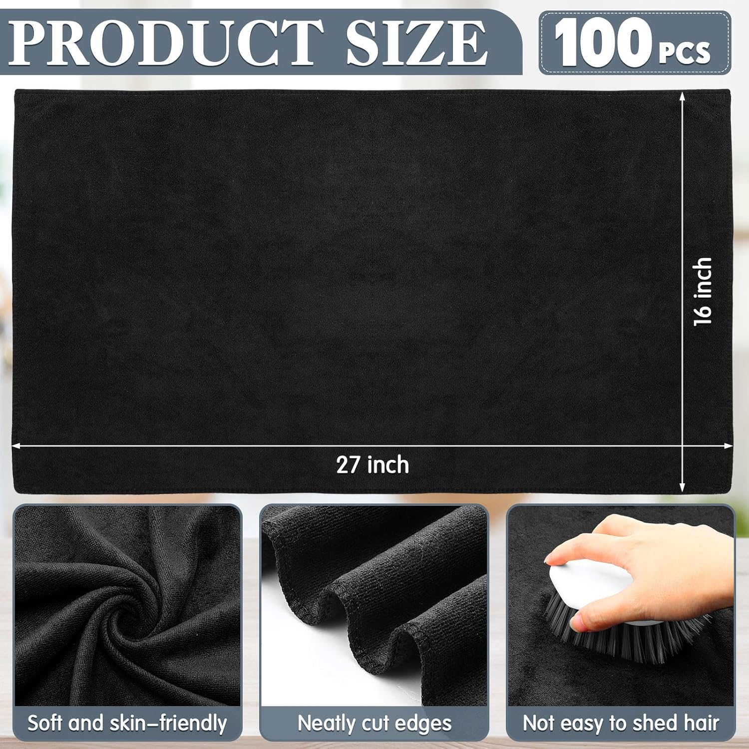 Newwiee 100pcs Large Black Microfiber Salon Towels