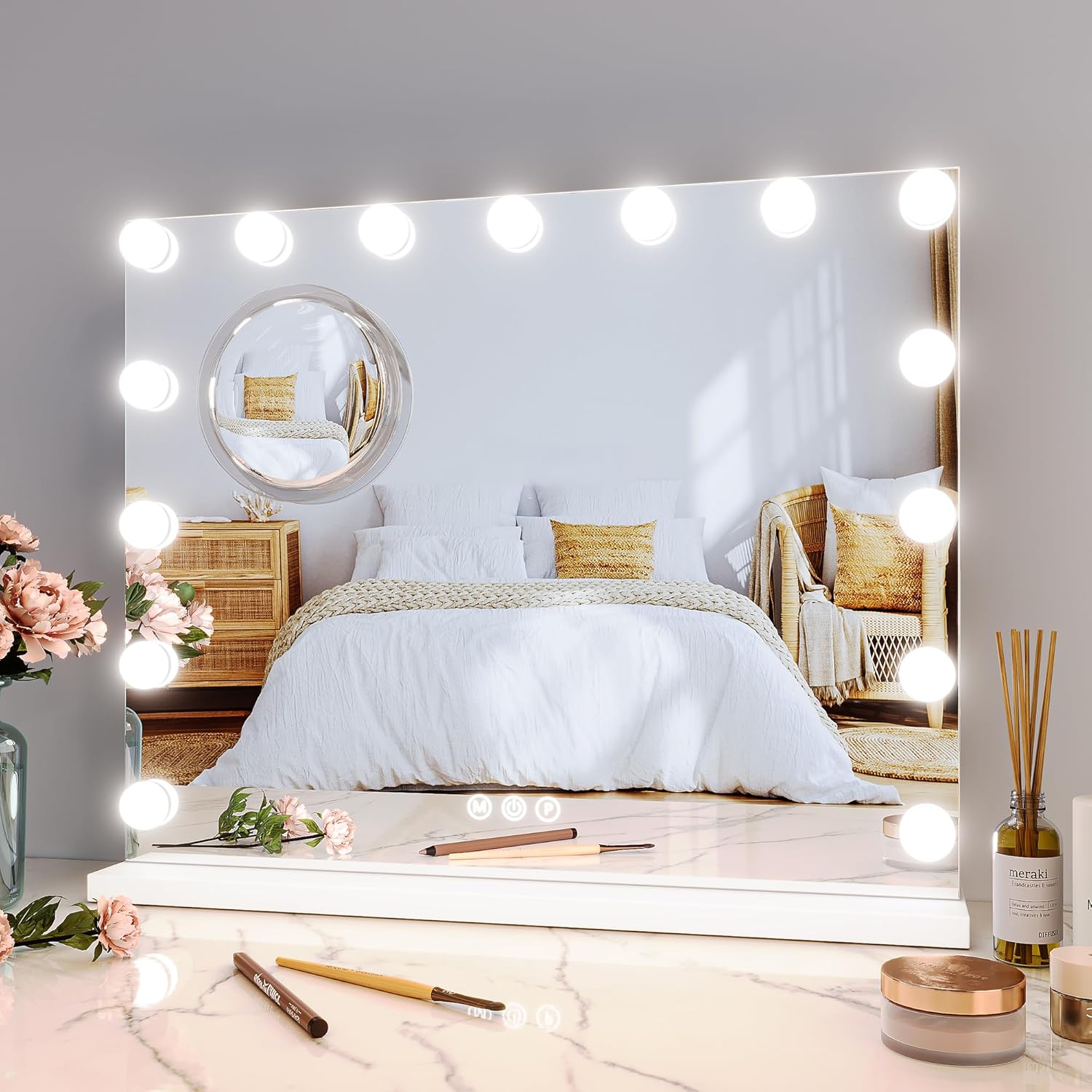 GAOMON 23x18 Vanity Mirror with Lights and 3X Magnification
