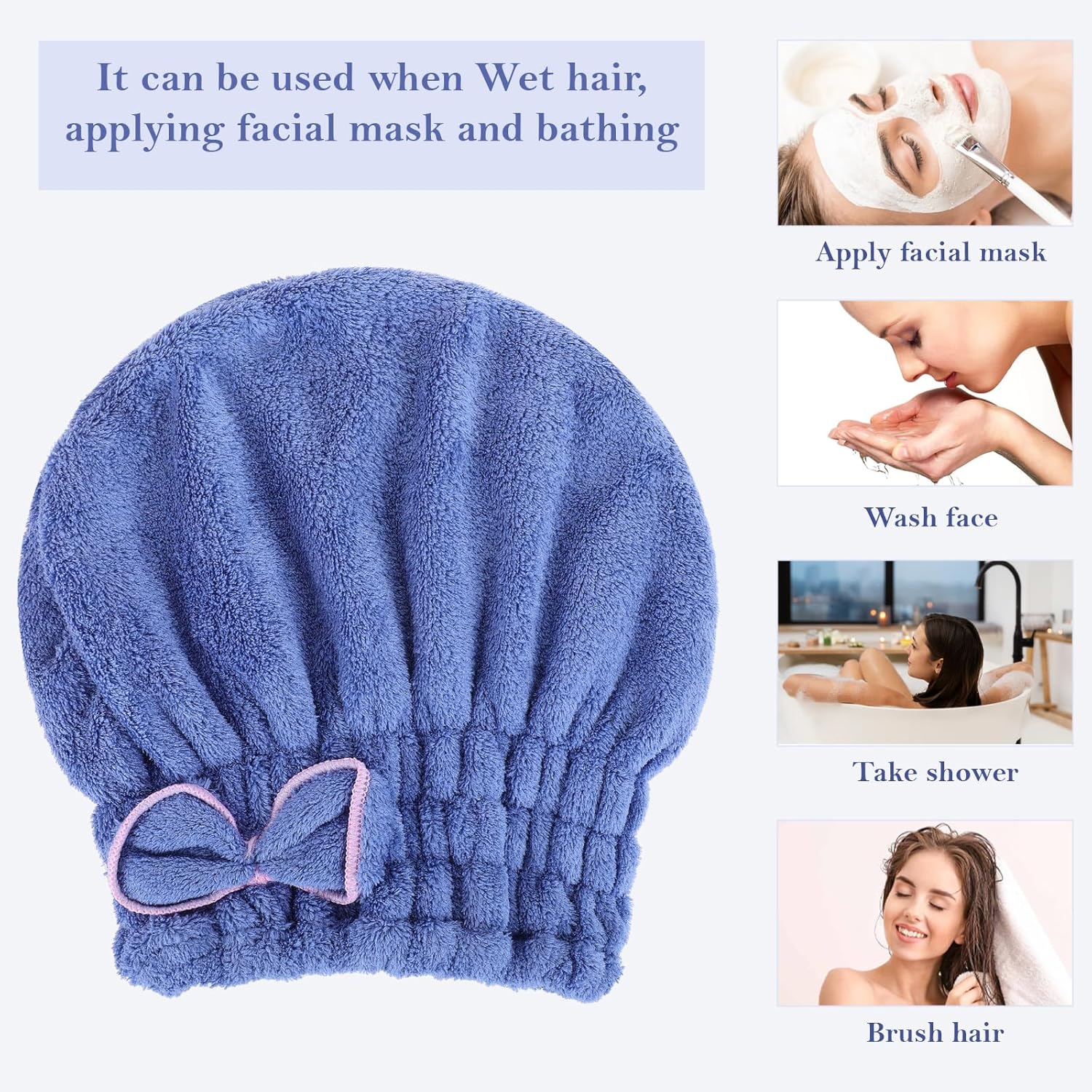 Ptwola Microfiber Hair Drying Towel Wrap with Bowknot