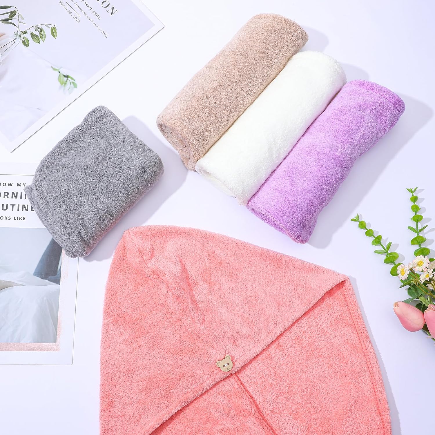 MAQUITA 6pcs Microfiber Hair Drying Towels 24x60cm