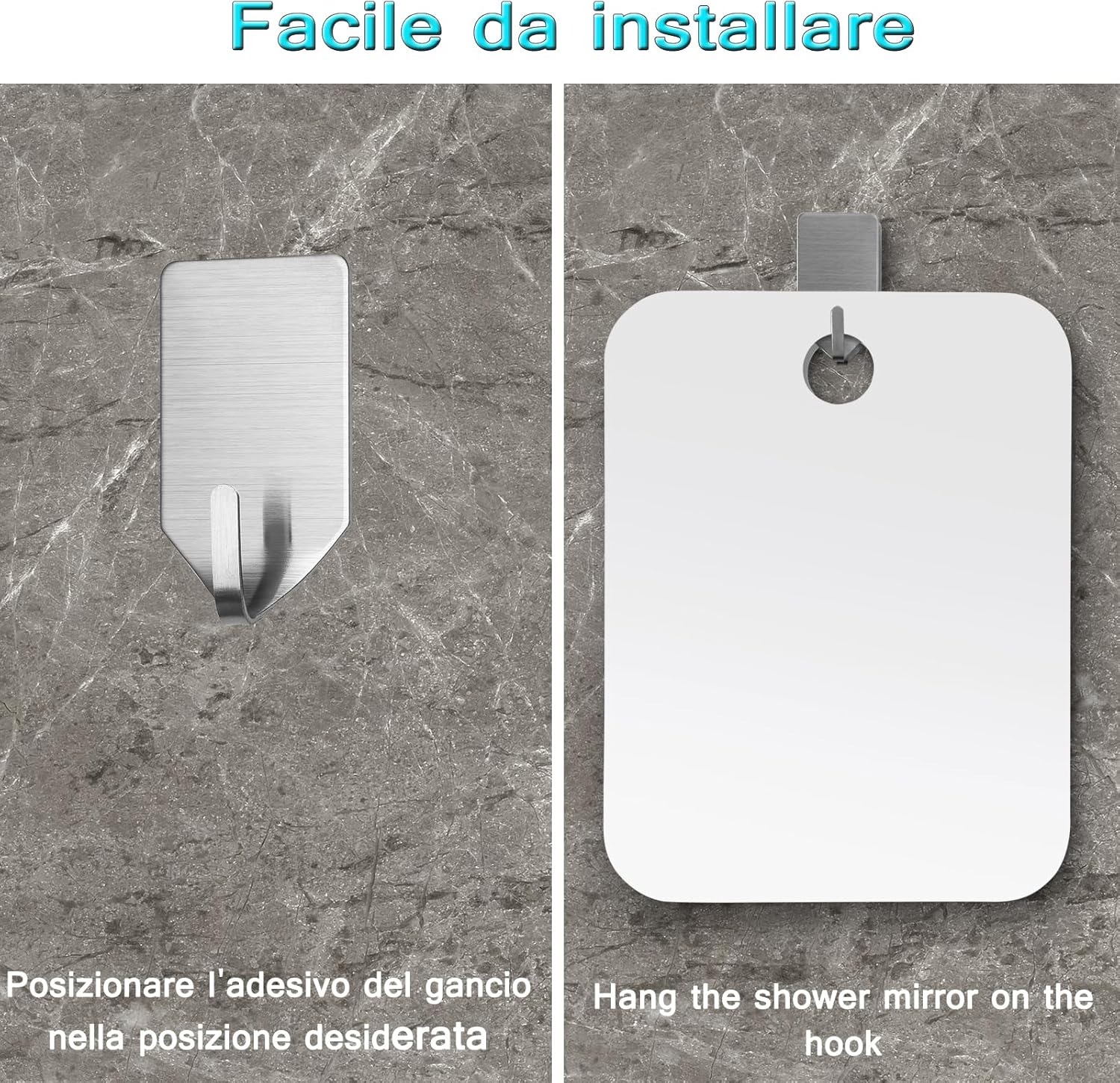 Fog Free Shower Mirror with Sticky Hook 1