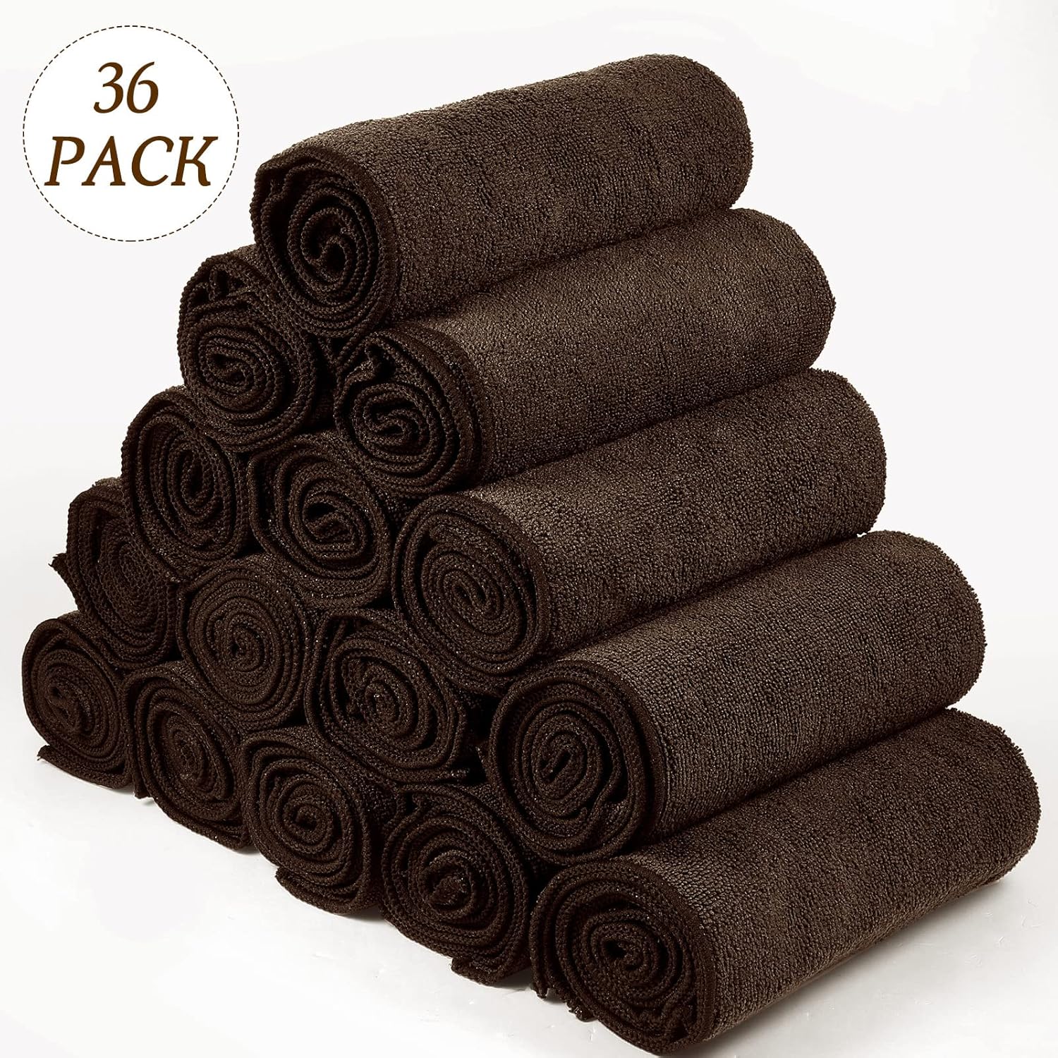 36 Pack Bleach Proof Microfiber Salon Towels 16x28 Inches Coffee