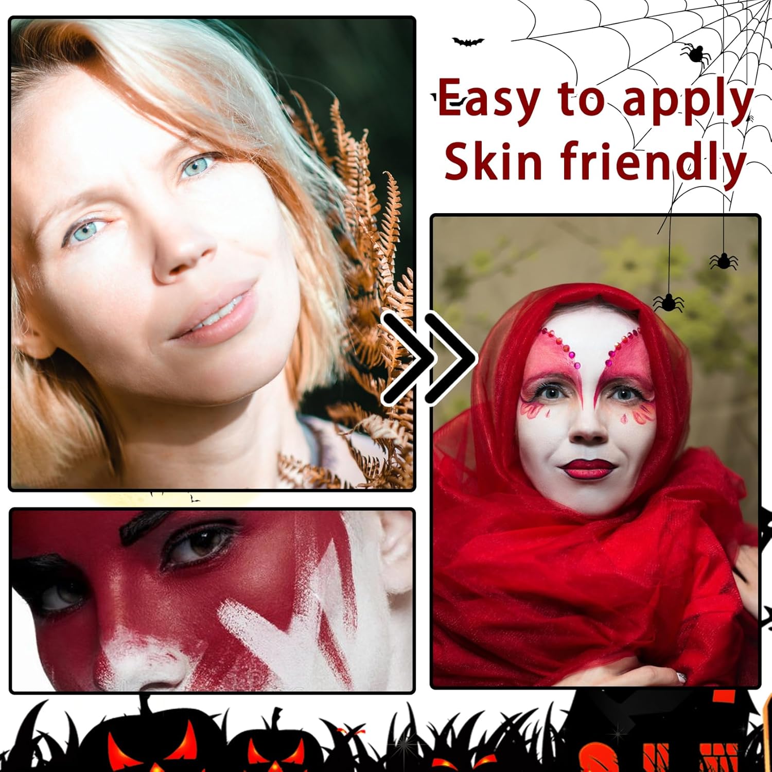 Clown Face Paint Kit - Black White Red