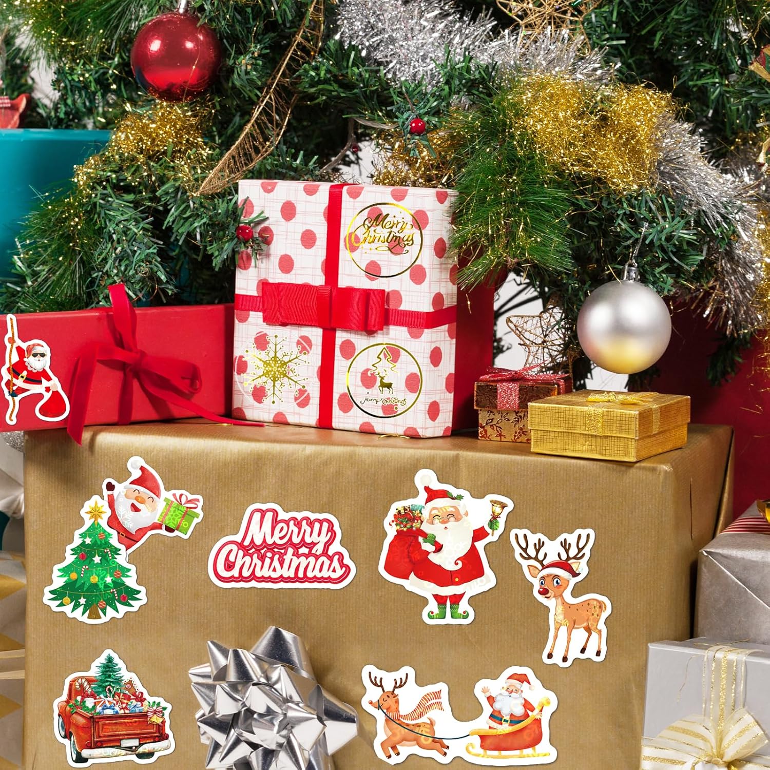 SUNFICON Cosmetic Display Case with Christmas Stickers 1
