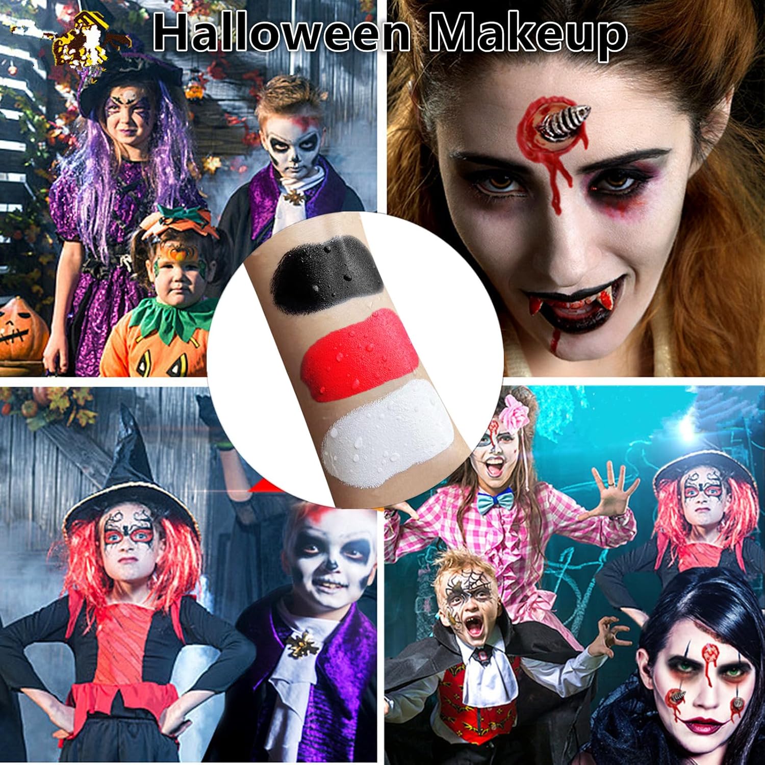 Go Ho 3-in-1 Clown Face Paint Set for Halloween
