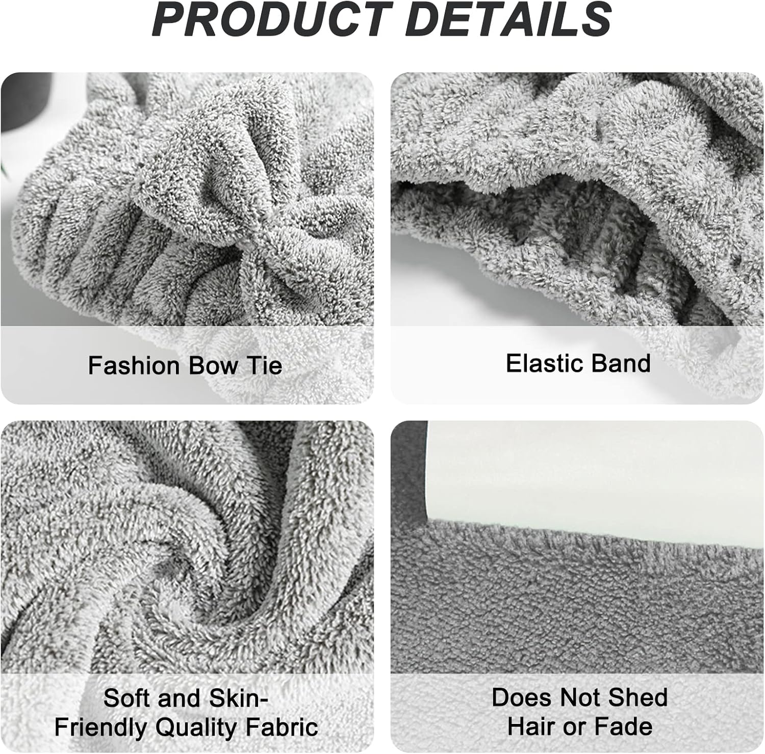 2 Pack Microfiber Towel Caps with 2 Combs for Curly Hair