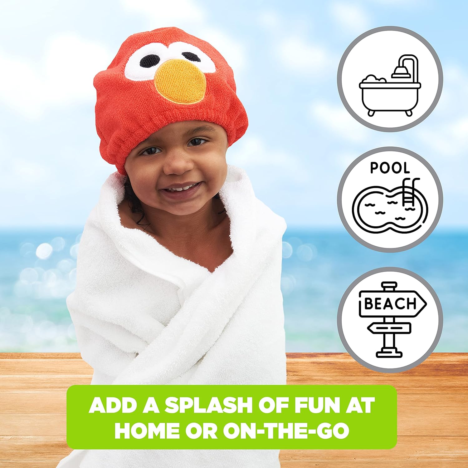 Ginsey Sesame Street Elmo Hair Drying Towel Cap Red