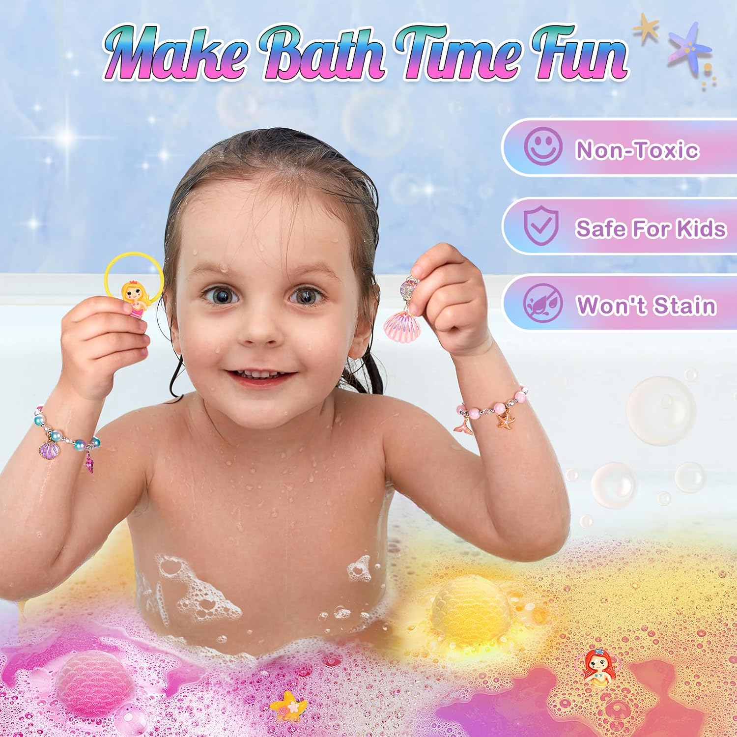 Ellinjan Mermaid Bath Bombs for Kids 8PCS Surprise Toys