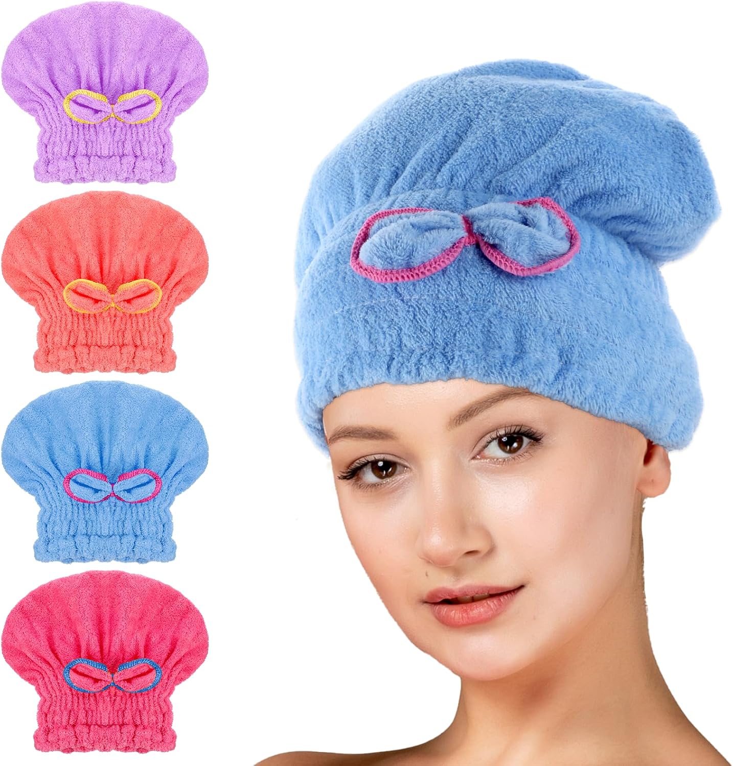 Giantree 4 Pcs Microfiber Hair Towels Ultra Absorbent and Quick-Drying