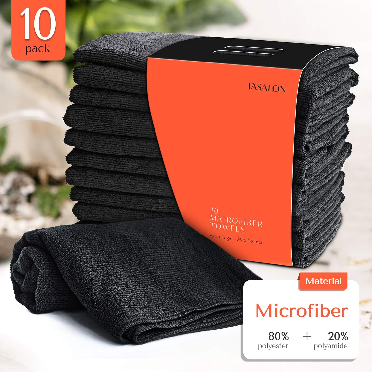 TASALON Microfiber Hair Towel Set - 10 Pack Black 1