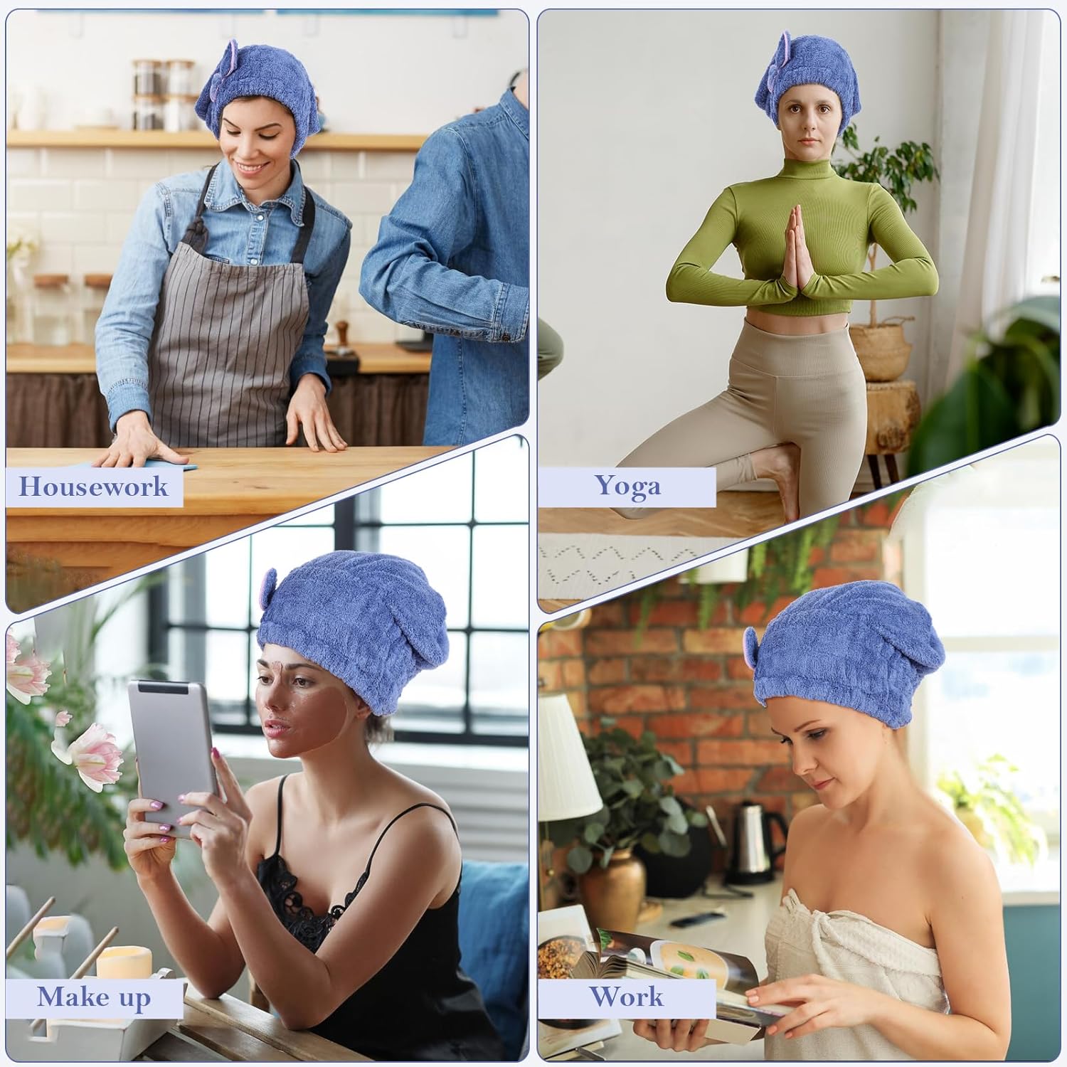 Ptwola Microfiber Hair Drying Towel Wrap with Bowknot