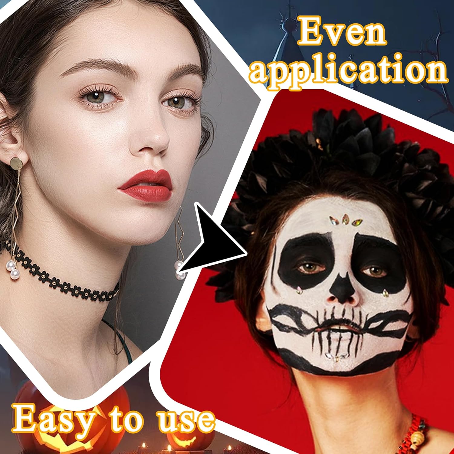 XMXueMei Black White Face Paint Kit with Brushes 1