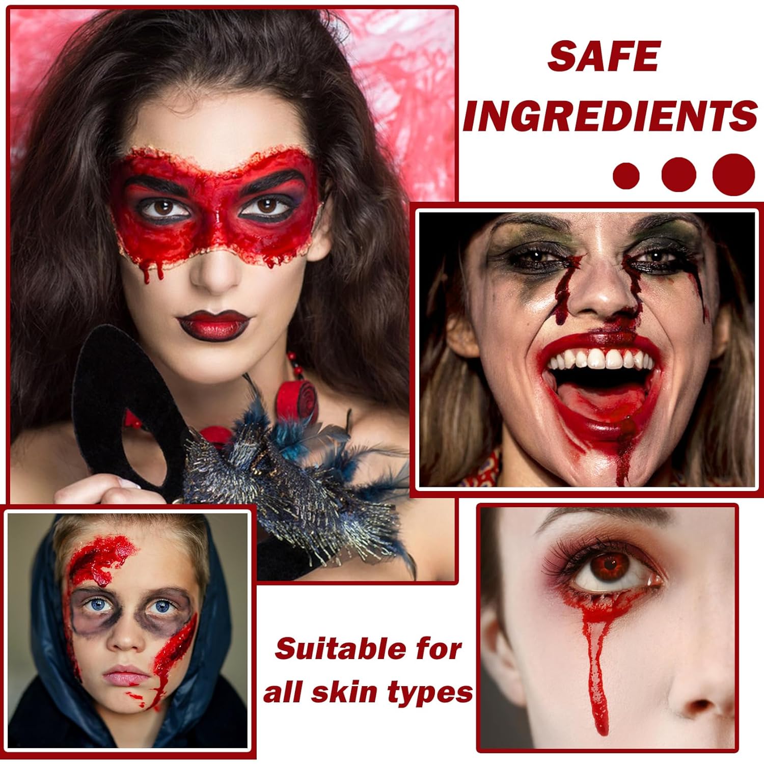 CAHIUYOA Fake Blood Cream for Halloween Costume Makeup