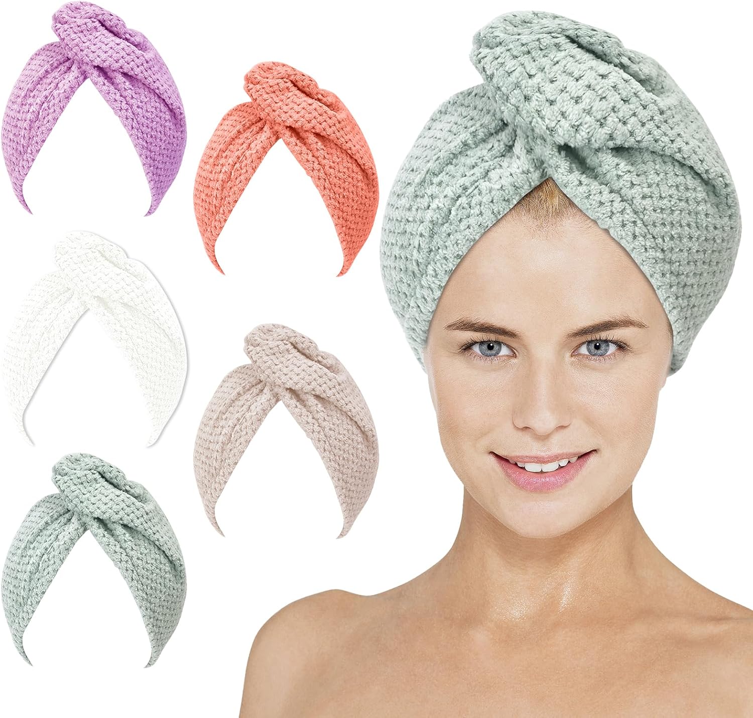 5-Pack Microfiber Hair Towel Wrap for Women 1