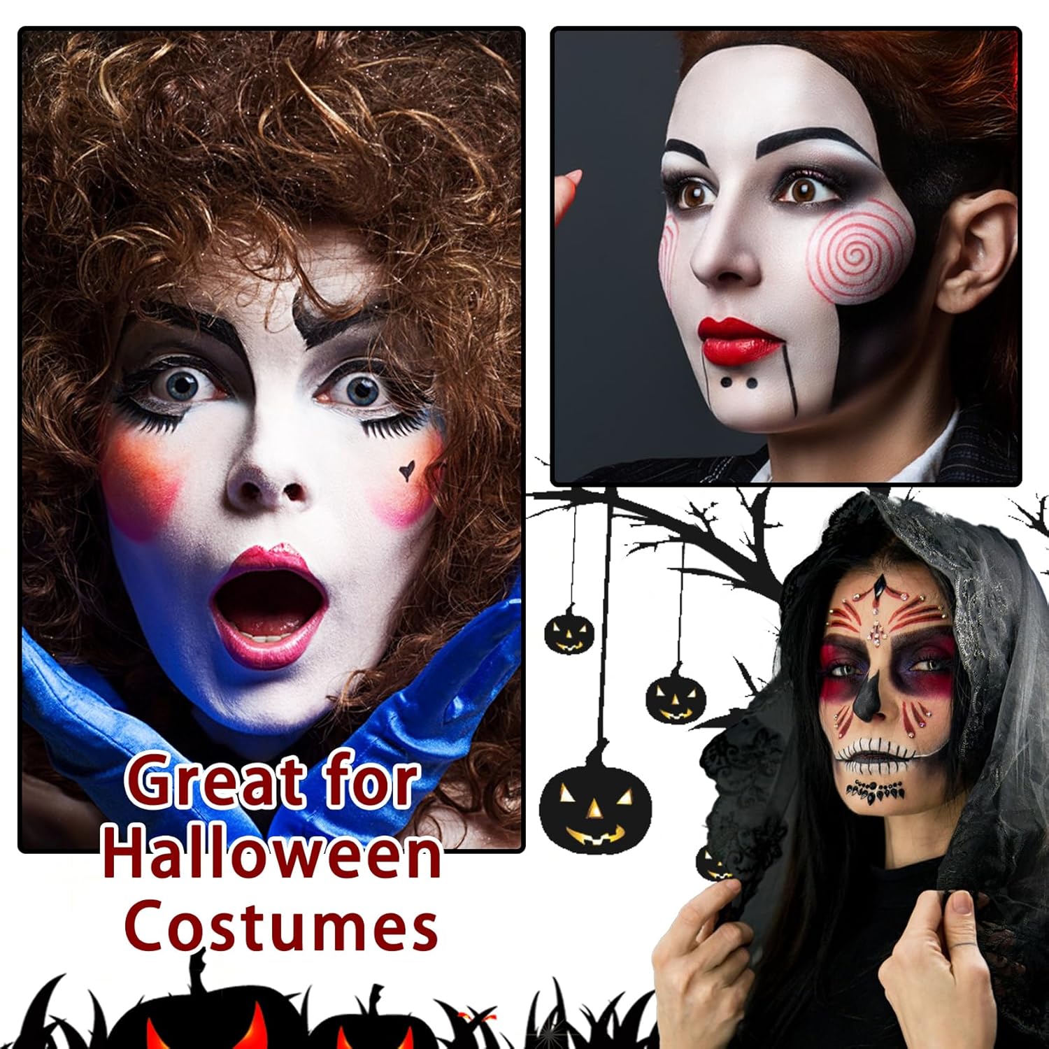 Clown Face Paint Kit - Black White Red