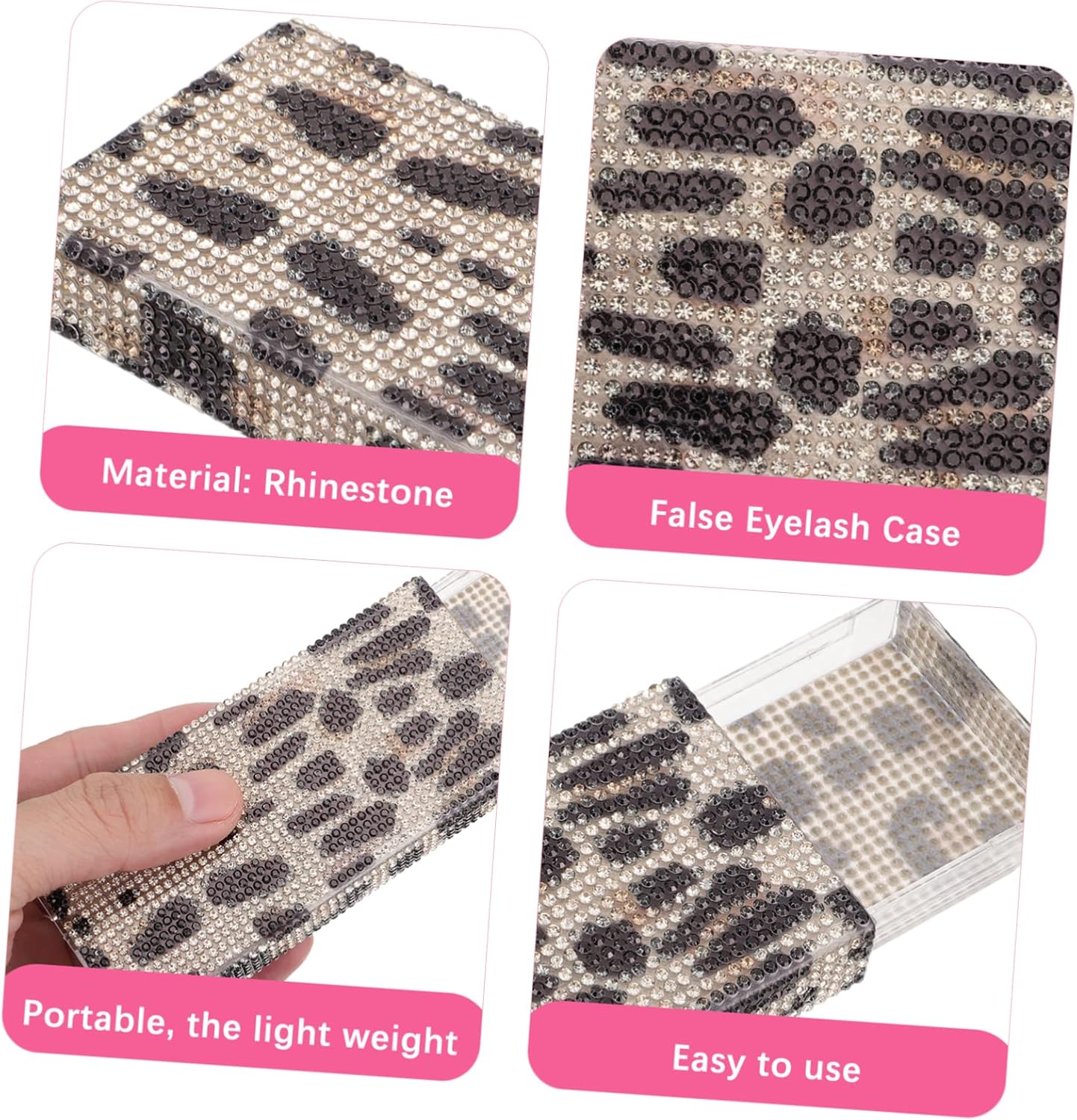 BESTYASH Glitter Eyelash Storage Box with Leopard Print