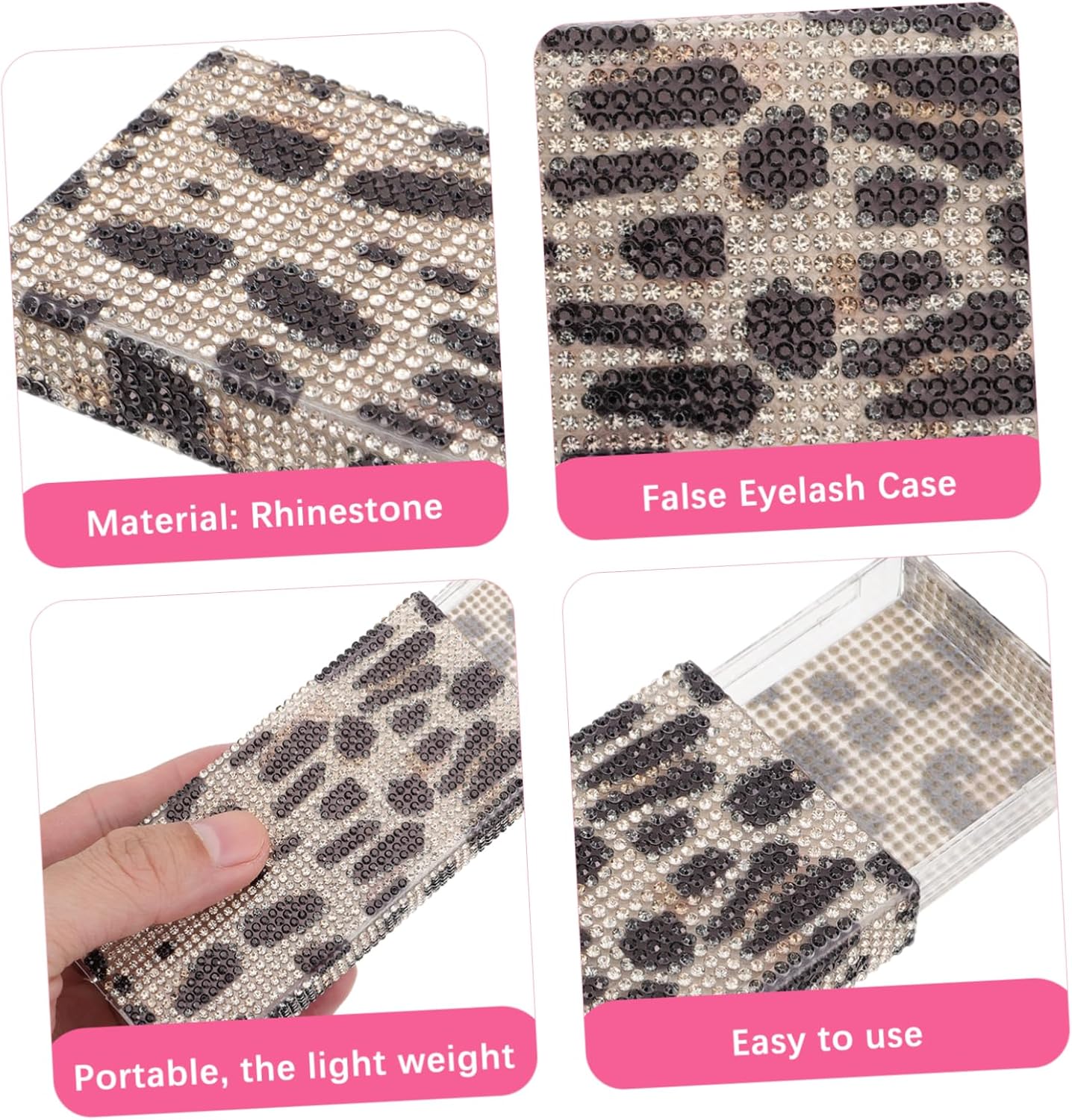 Glitter Eyelash Holder Leopard Design Cosmetic Case