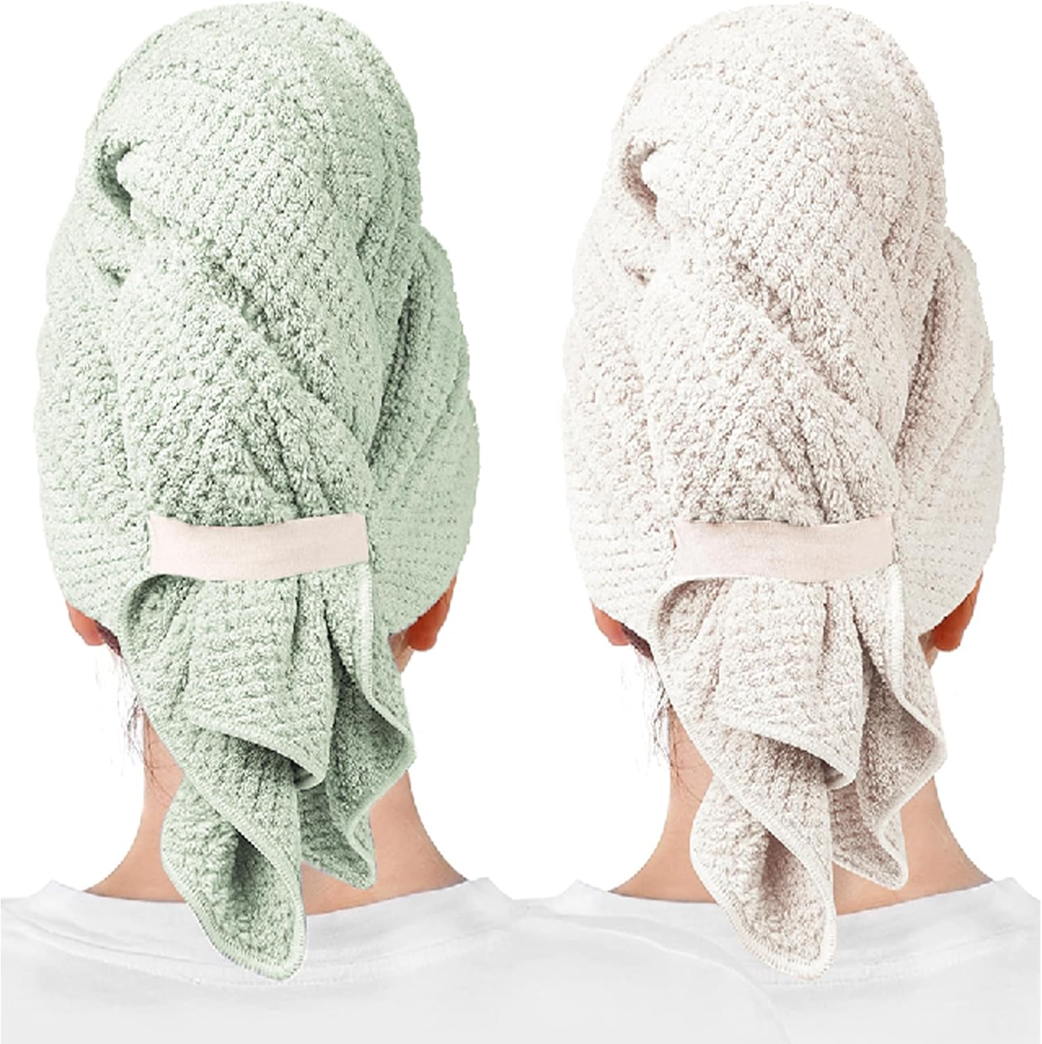 2 Packs Microfiber Hair Towels for Women - Super Absorbent Quick Dry
