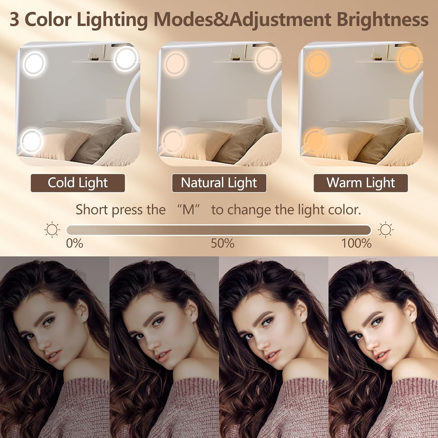 SLIMOON 14x12 Lighted Makeup Mirror with 9 LED Bulbs and 10X Magnification