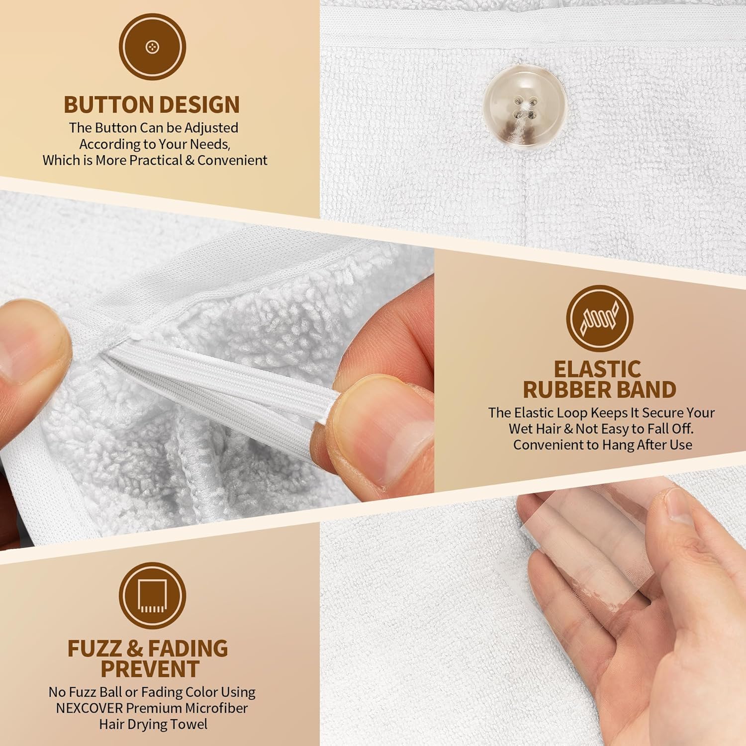NEXCOVER Hair Towel Microfiber 2 Pack 1