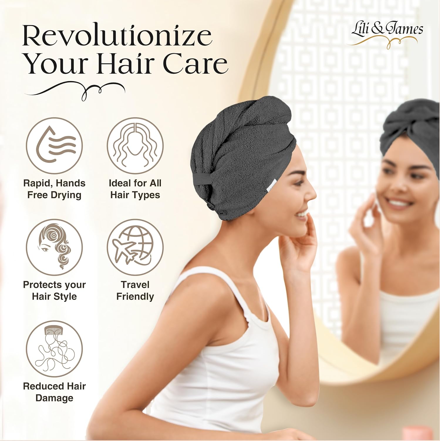 LiliJames 100 Cotton Hair Towel Wrap for WomenKids 1