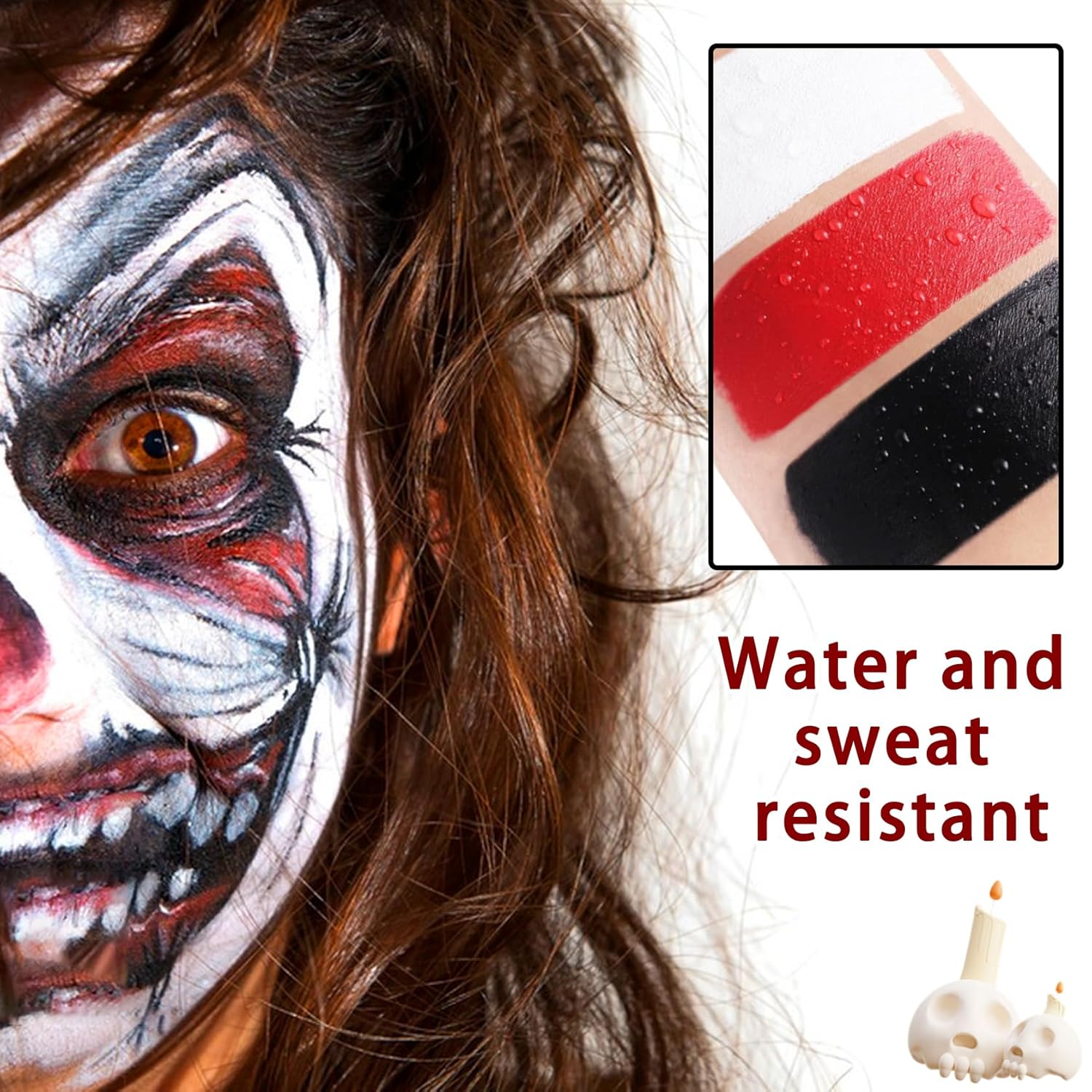 Clown Face Paint Kit - Black White Red