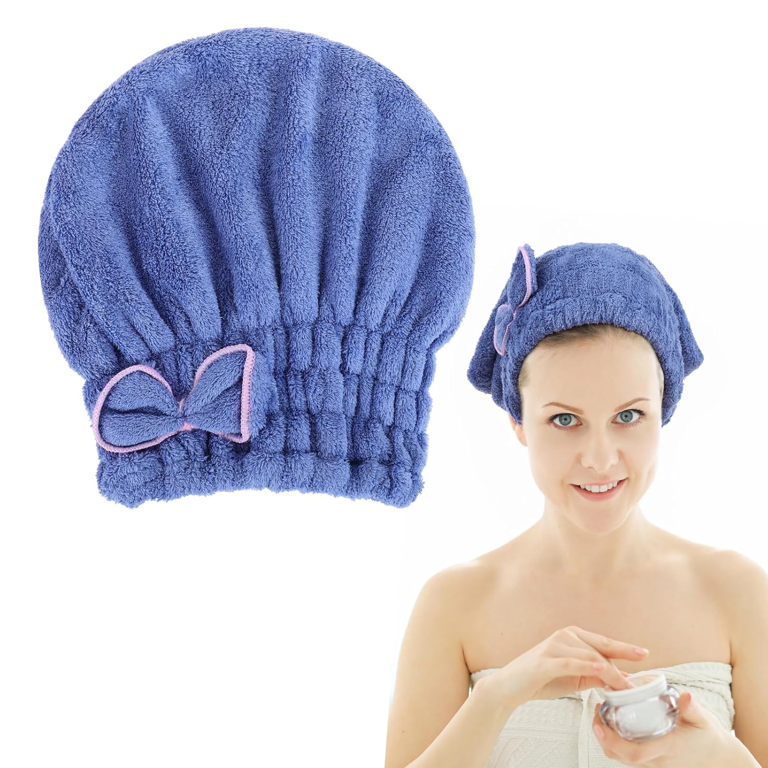 Ptwola Microfiber Hair Drying Towel Wrap with Bowknot